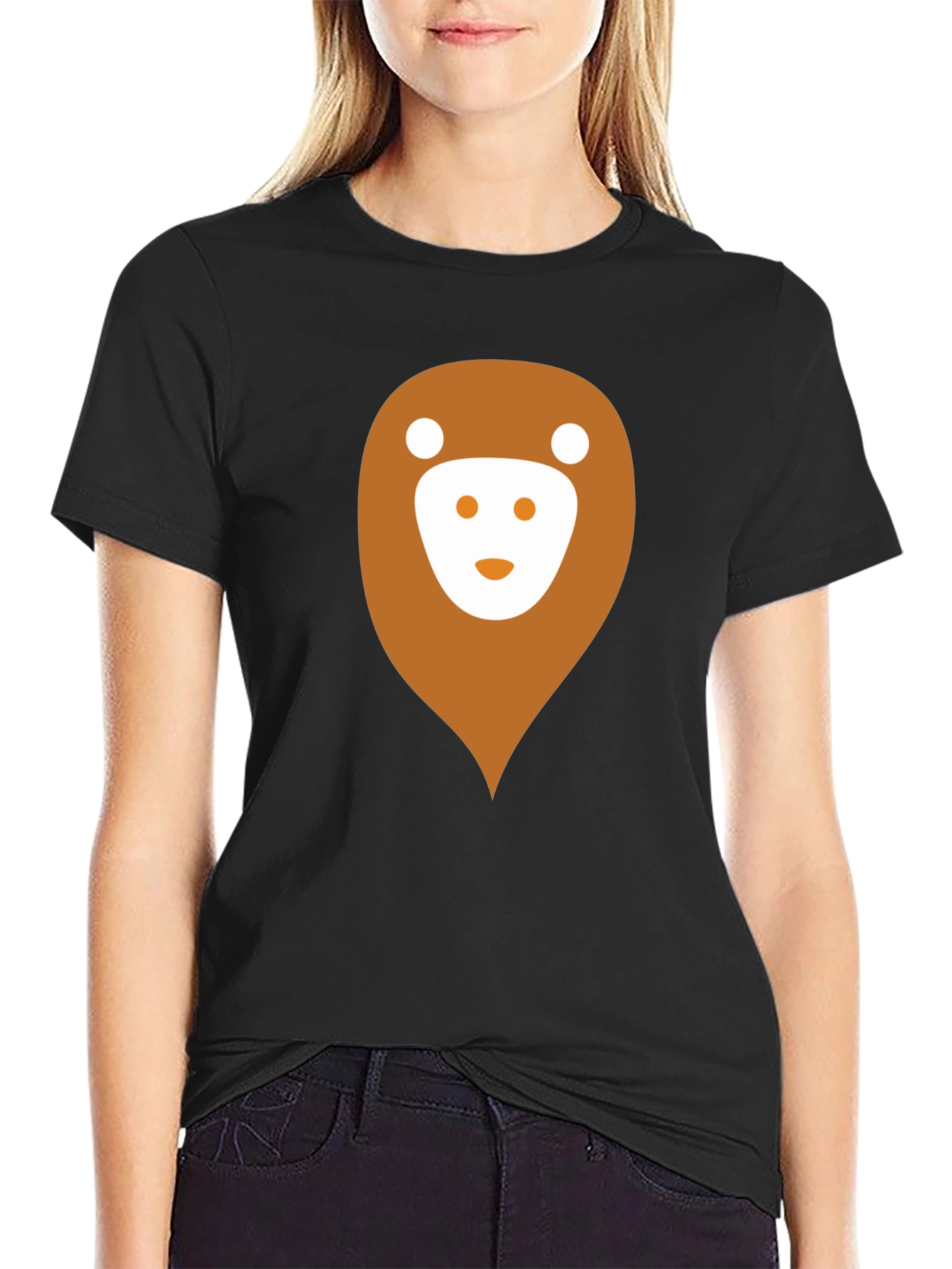 Black Men's Black T-Shirt with Monkey Logo view 2