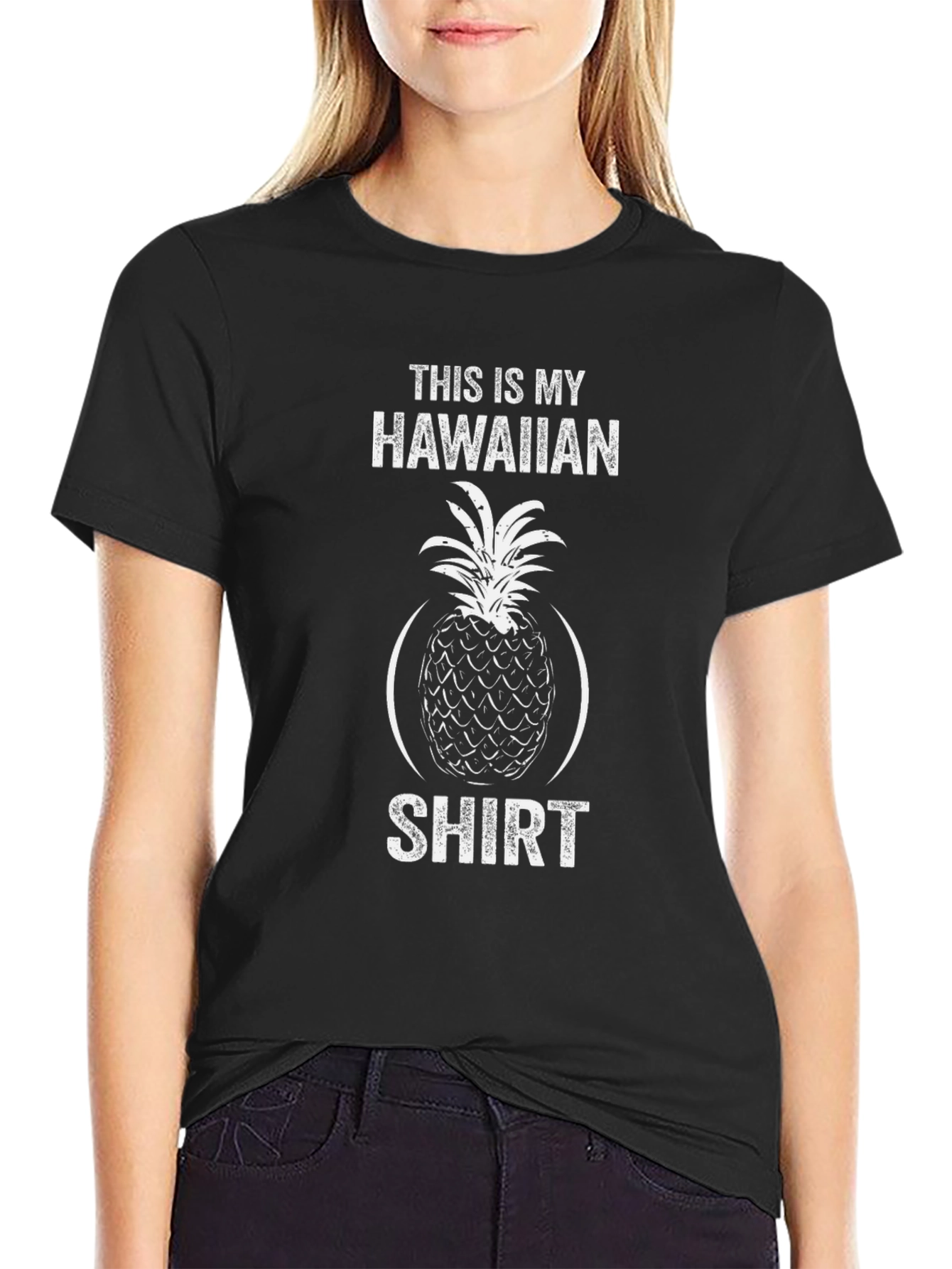 Black This is My Hawaiian Shirt - Pineapple Graphic Tee view 2