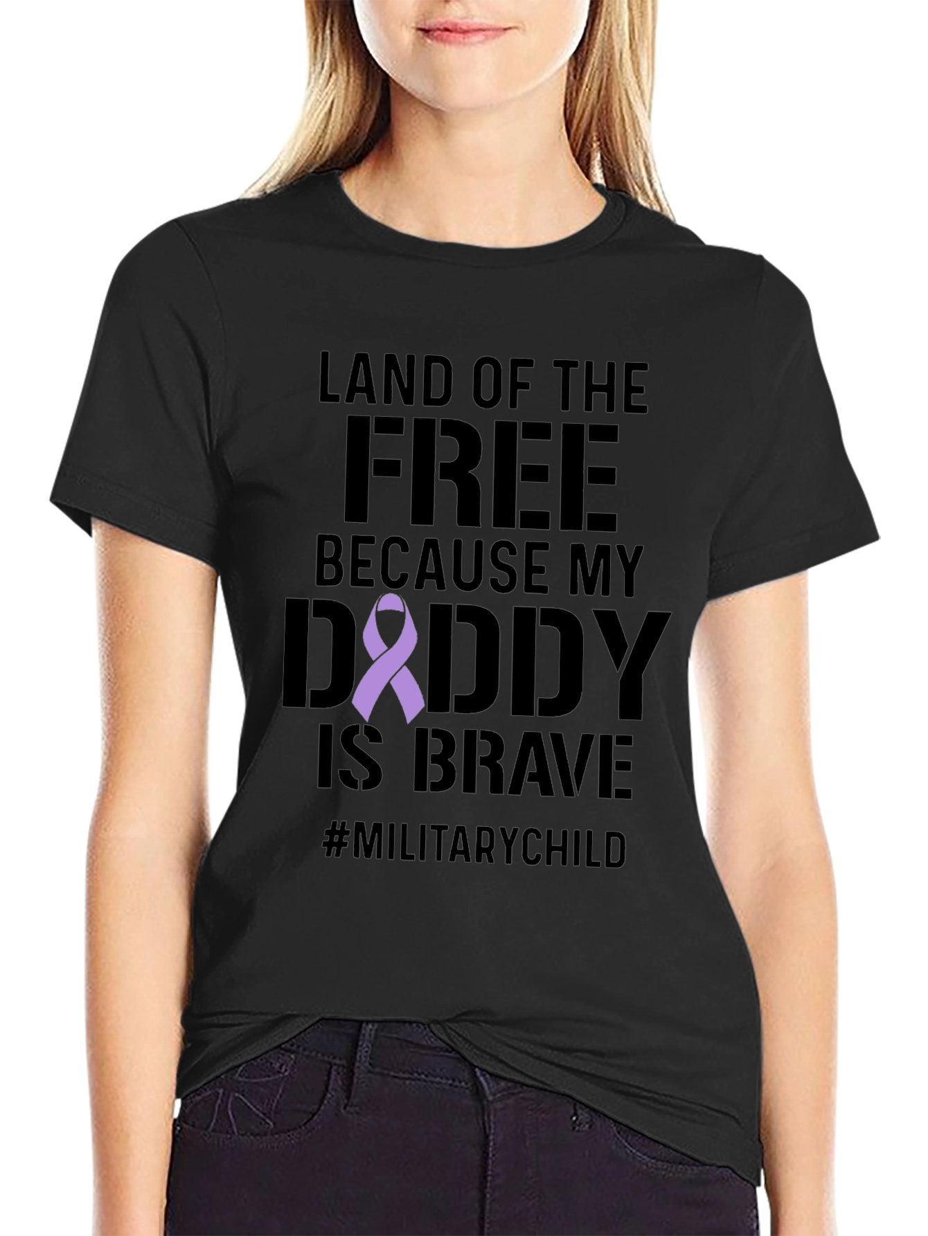 Military Child T-Shirt: Land of the Free, Brave Daddy - 2