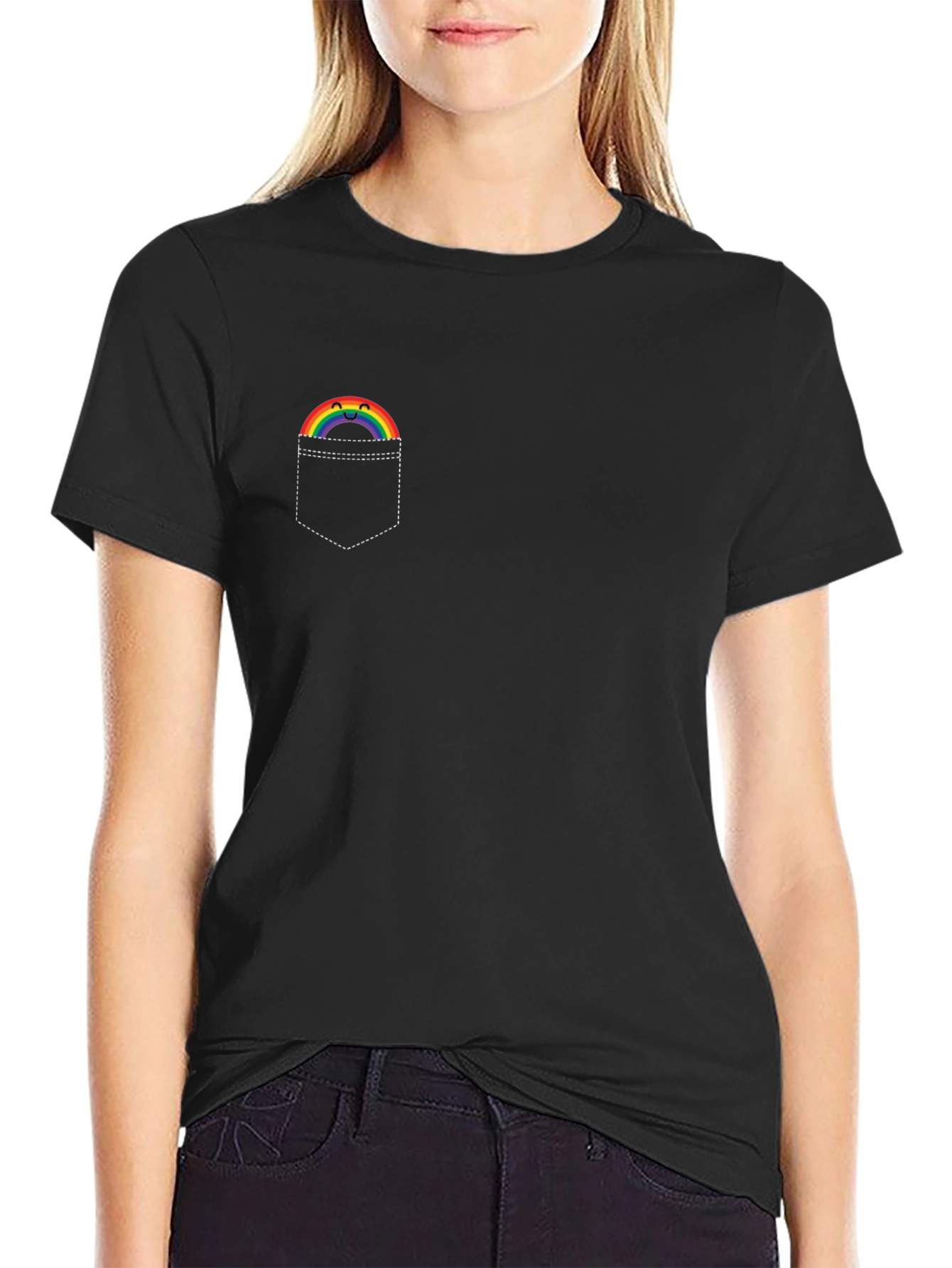 Rainbow Pocket Graphic T-Shirt - Soft Cotton Tee - 2