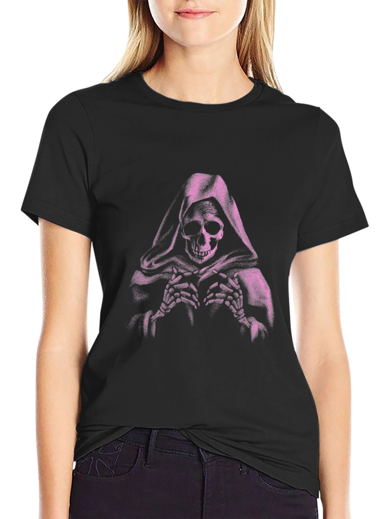 Black Grim Reaper Graphic T-Shirt - Black Cotton Blend view 2