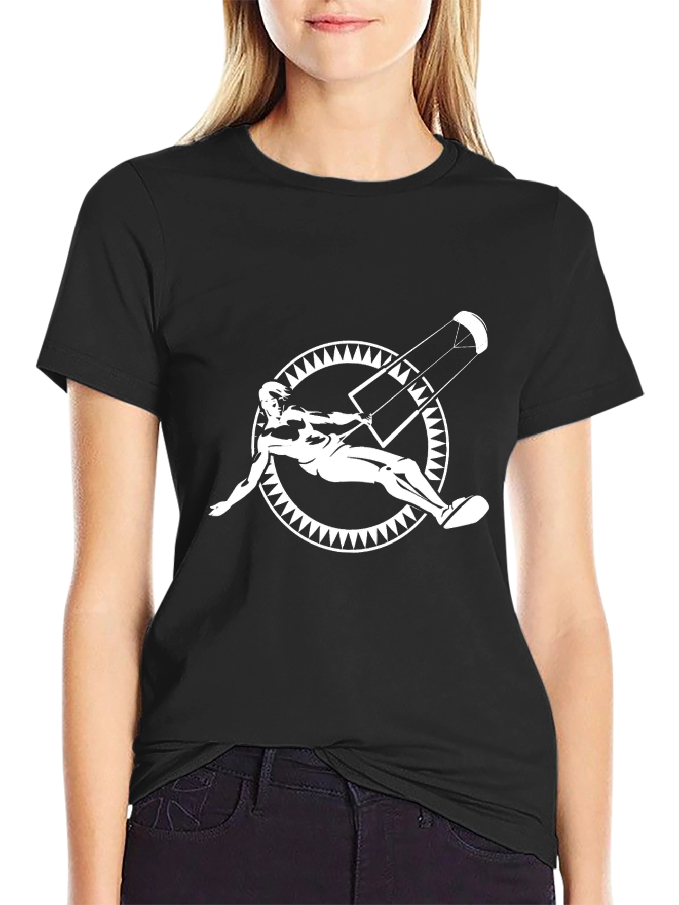 Black Kite Surfer Graphic Tee - Black Cotton T-Shirt view 2