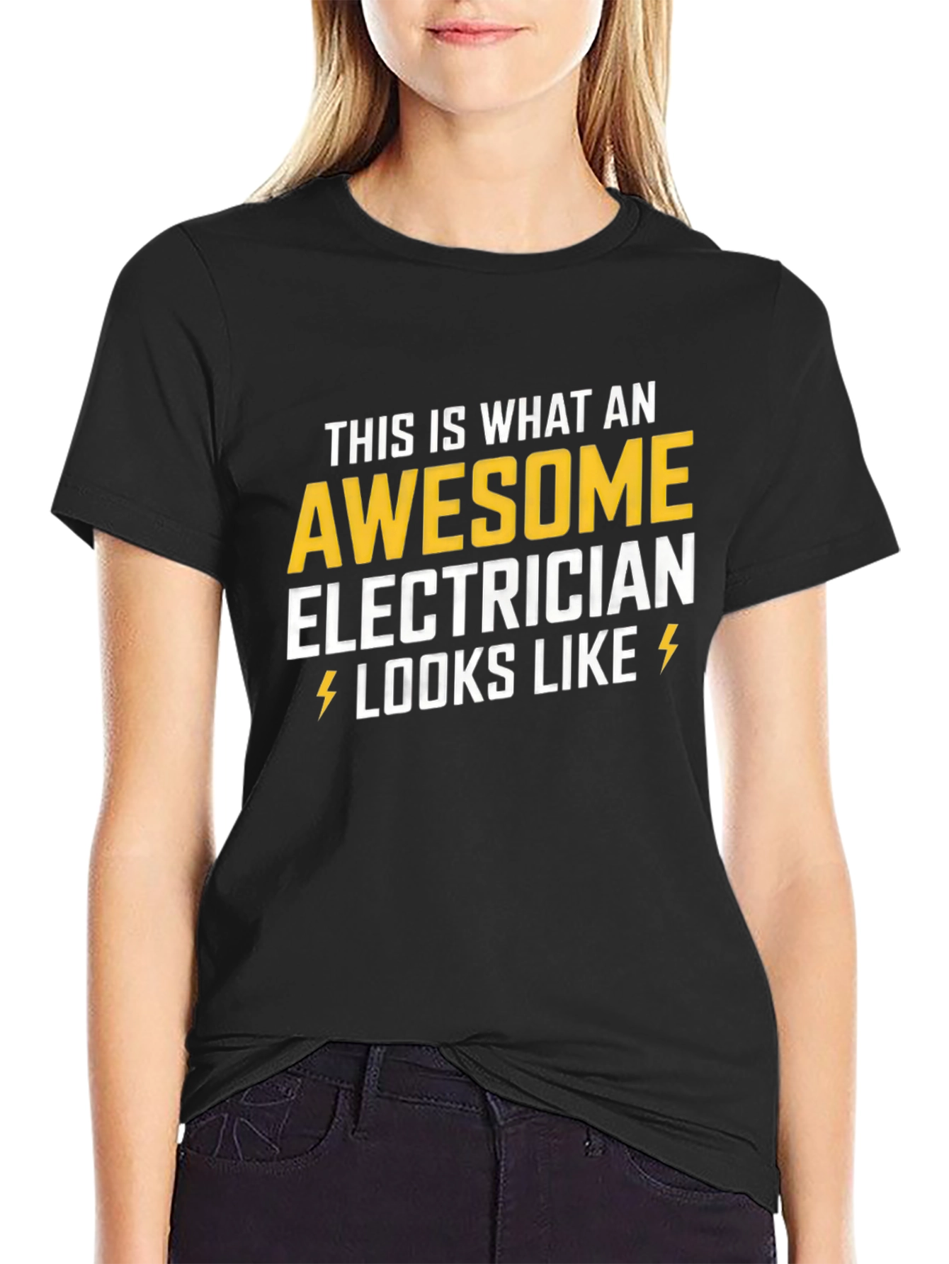 Black Awesome Electrician T-Shirt - Gift for Electricians view 2
