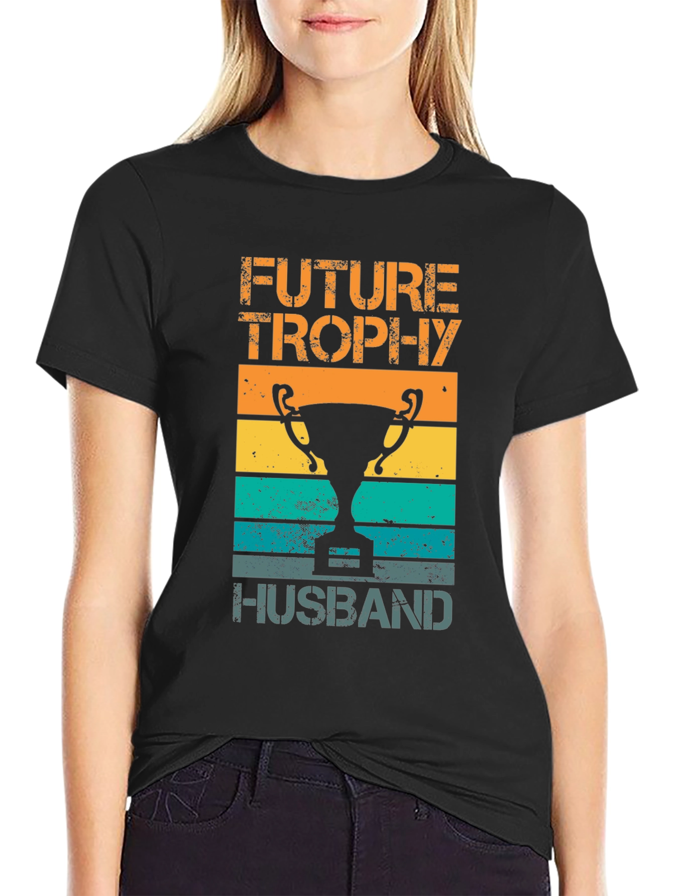 Black Future Trophy Husband Graphic Tee - Stylish and Humorous T-Shirt view 2