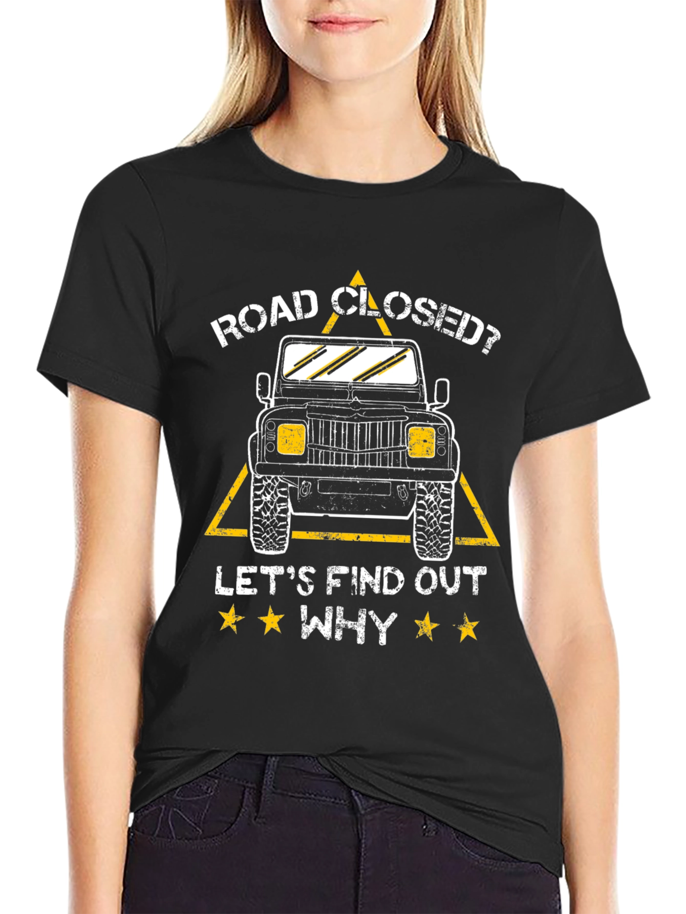 Black Road Closed? Find Out Why! T-Shirt view 2