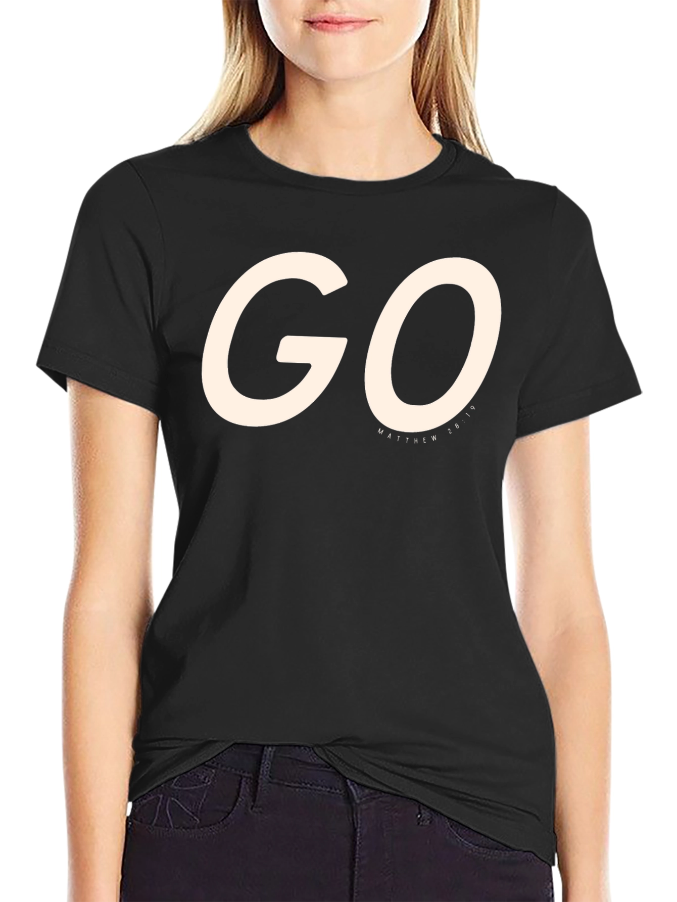 Black Go Matthew 28:19 Graphic Tee - Religious T-Shirt view 2