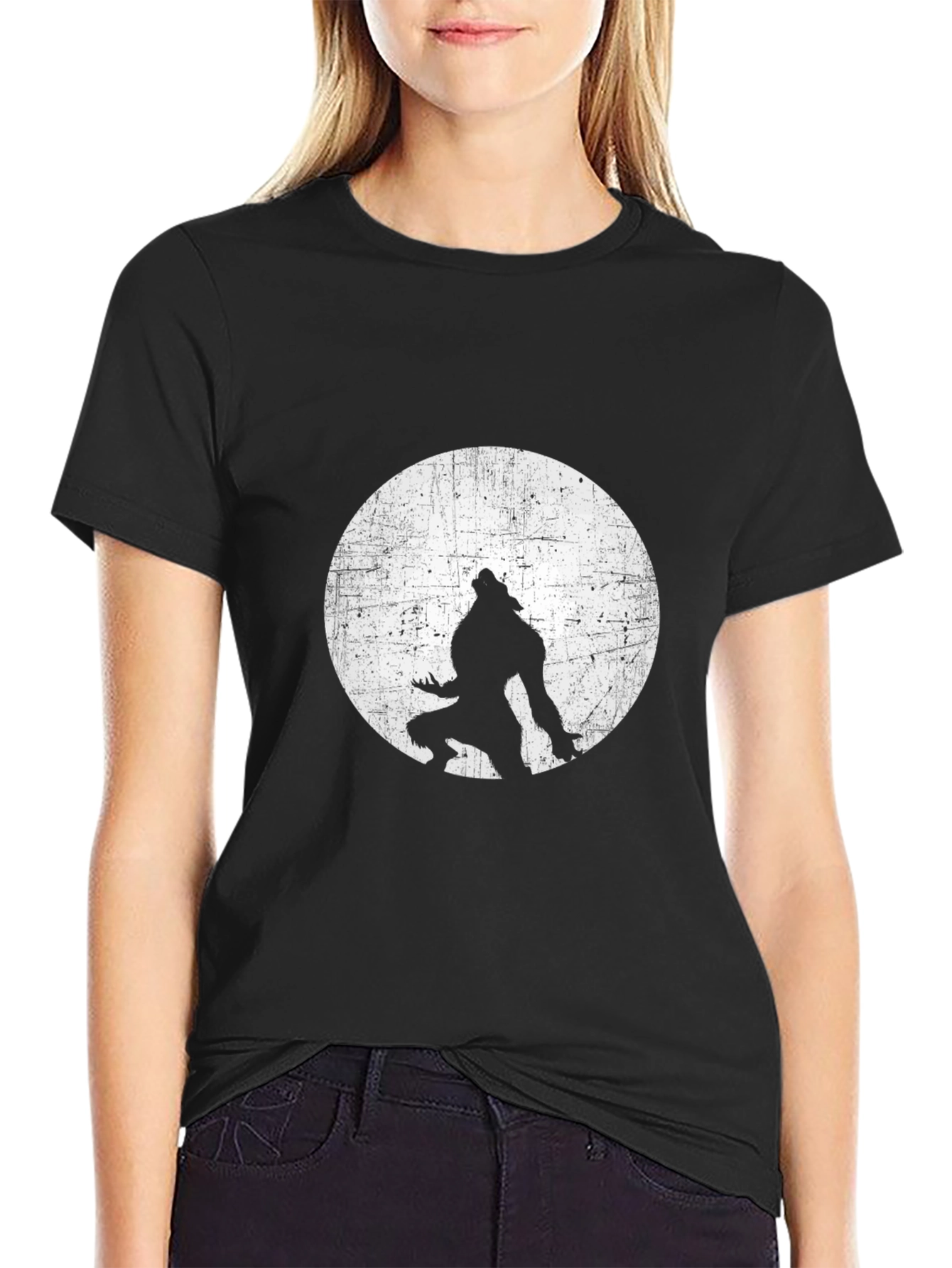 Black Werewolf Moon Black T-Shirt view 2