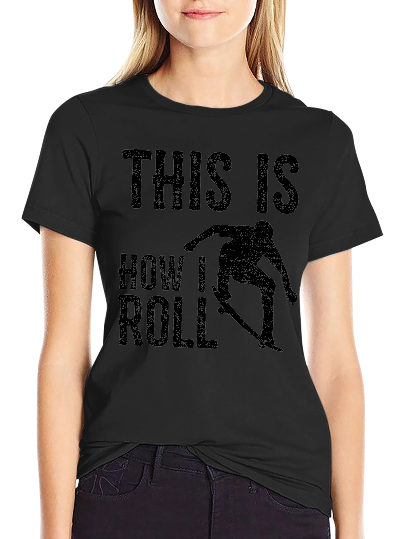 Black This Is How I Roll Skateboarder Graphic Tee view 2