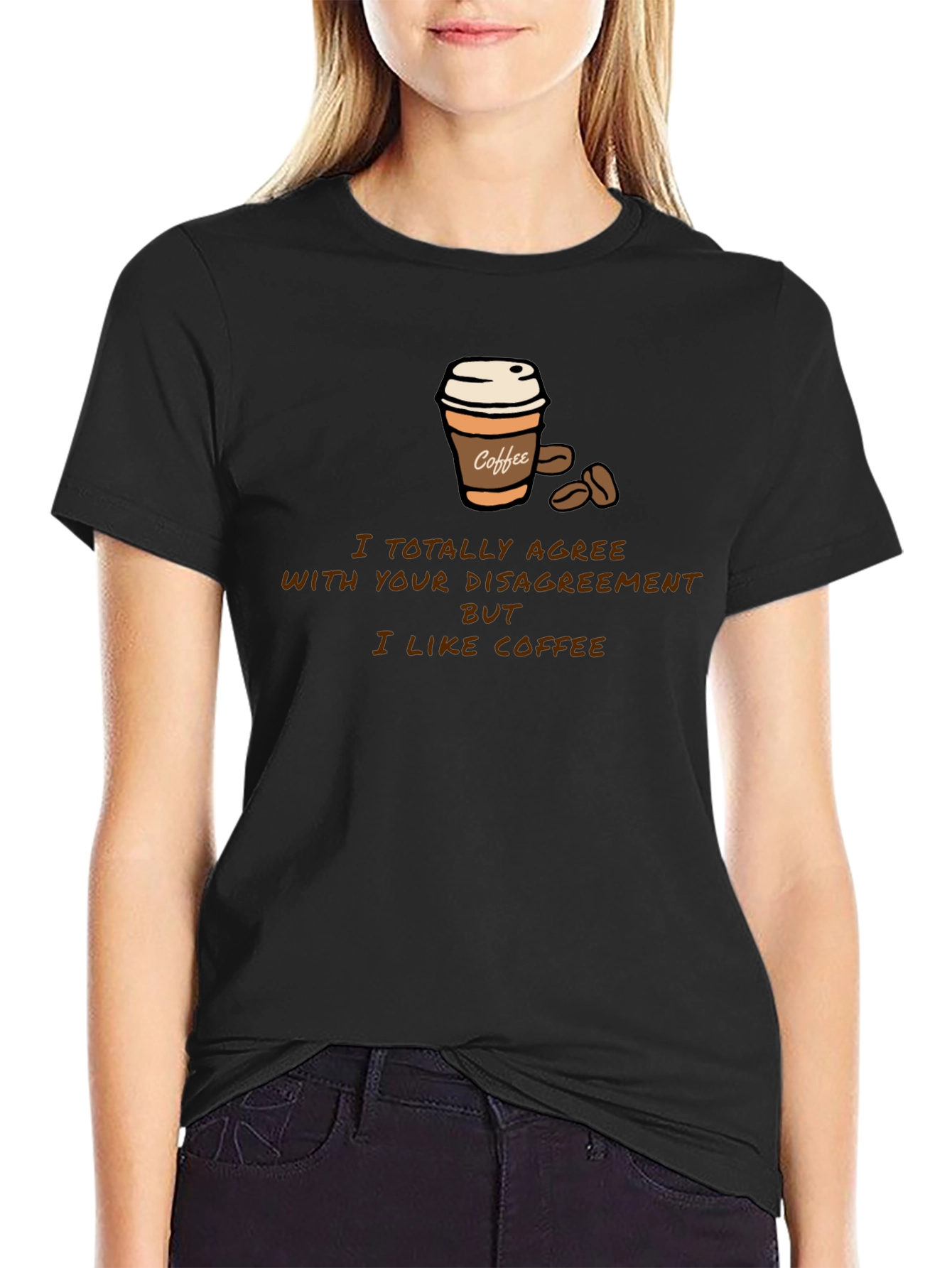 Black Coffee Lover T-Shirt - Disagreement But I Like Coffee view 2