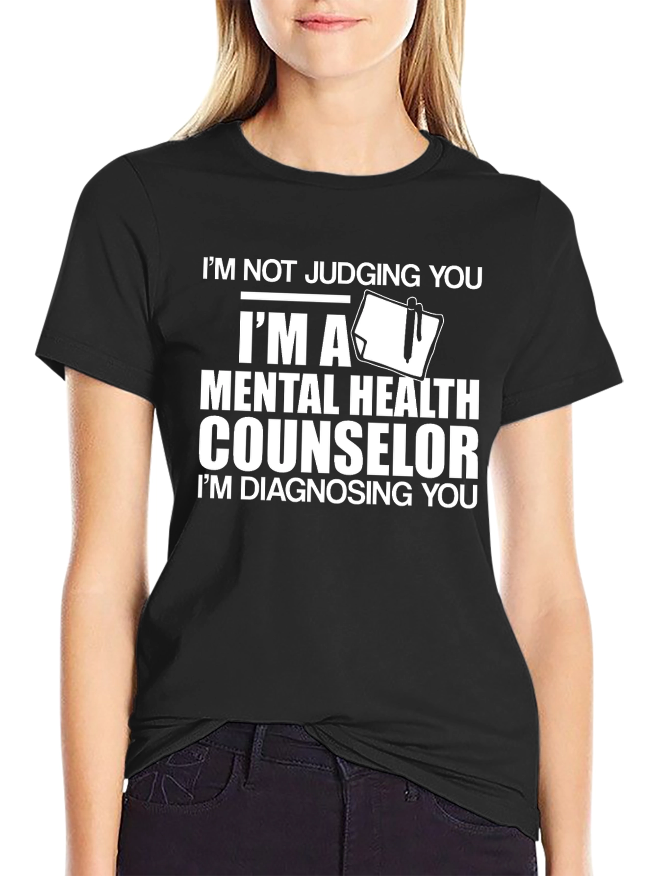Black Mental Health Counselor Graphic Tee - Funny Counselor Shirt view 2