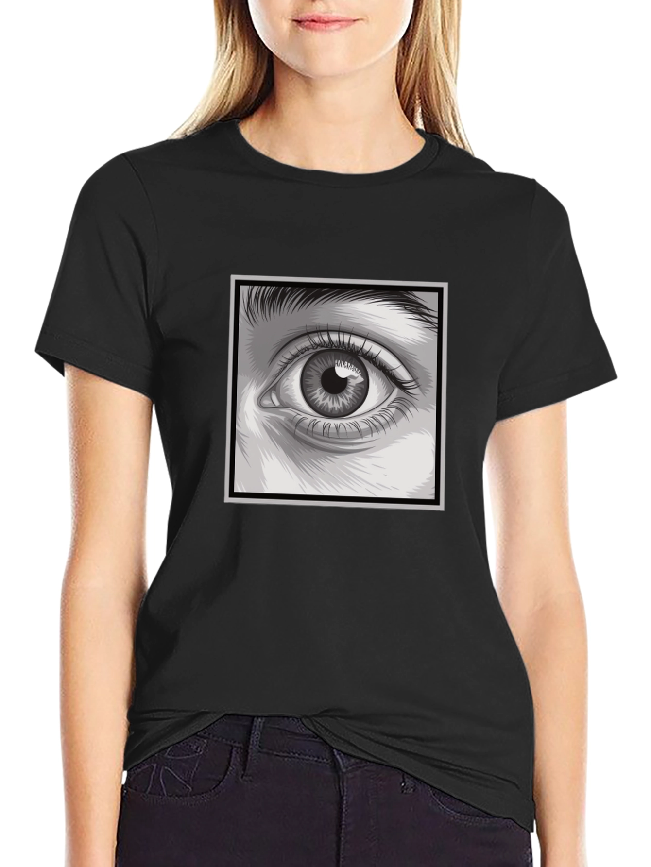 Black Eye Graphic Print Black T-Shirt view 2