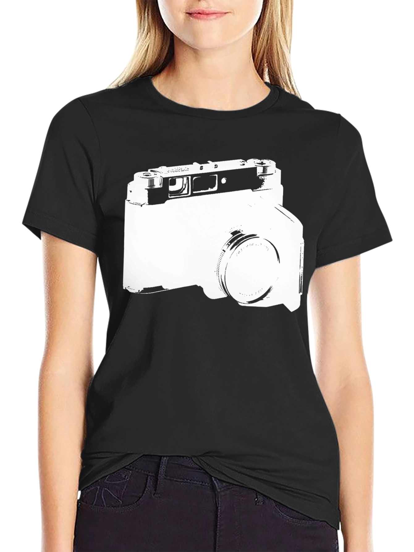Black Retro Camera Graphic T-Shirt - Black view 2