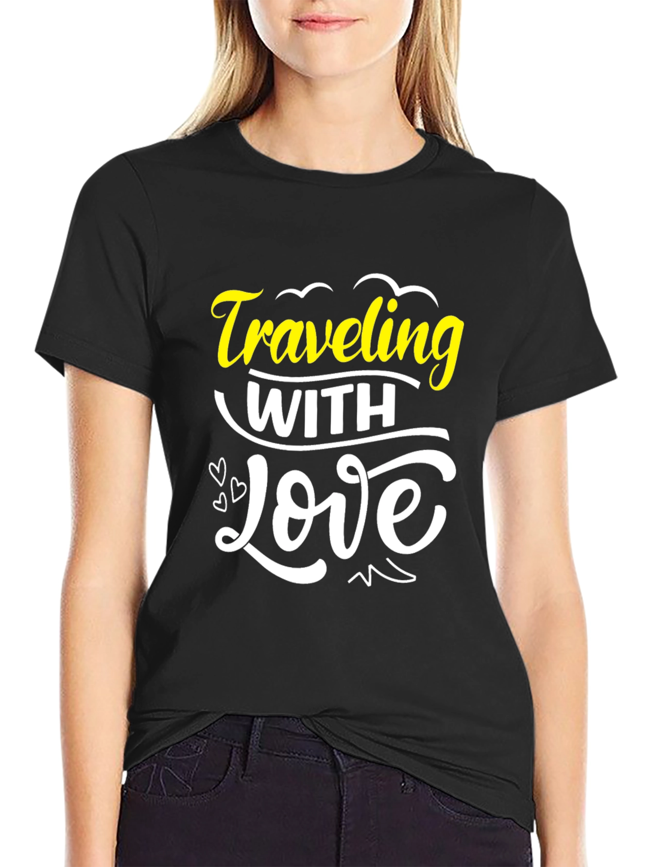 Black Traveling With Love Graphic T-Shirt view 2