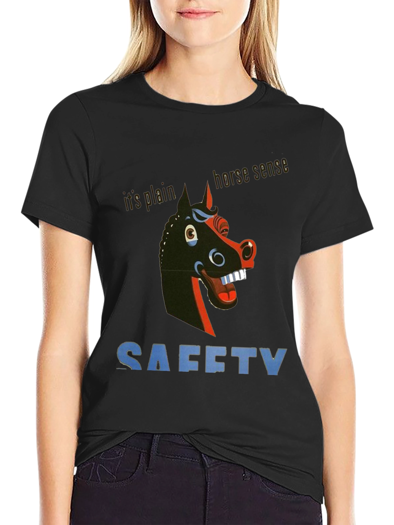 Black Horse Sense Safety Graphic Tee - Quirky & Unique! view 2
