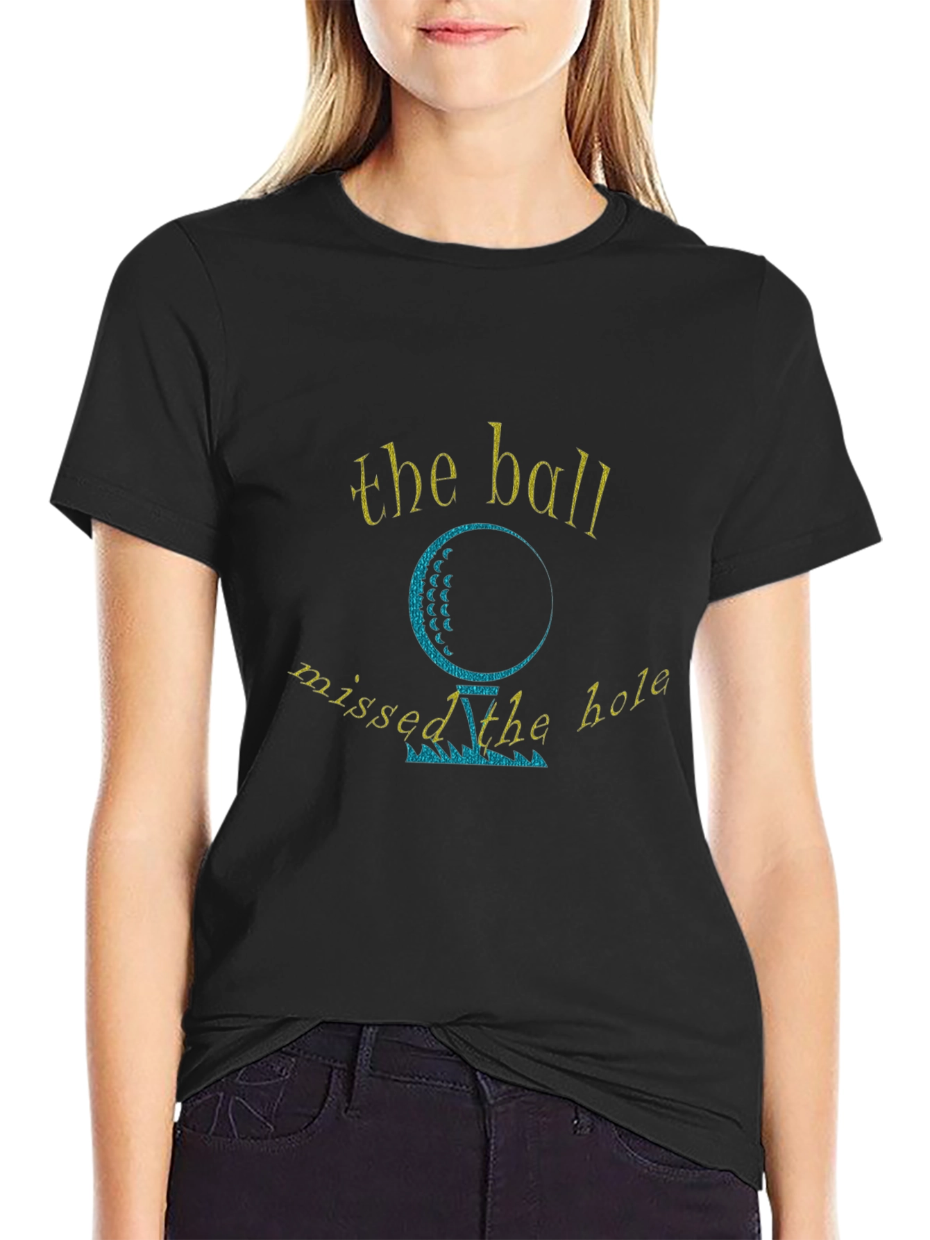 Black Golf Humor T-Shirt - The Ball Missed the Hole view 2