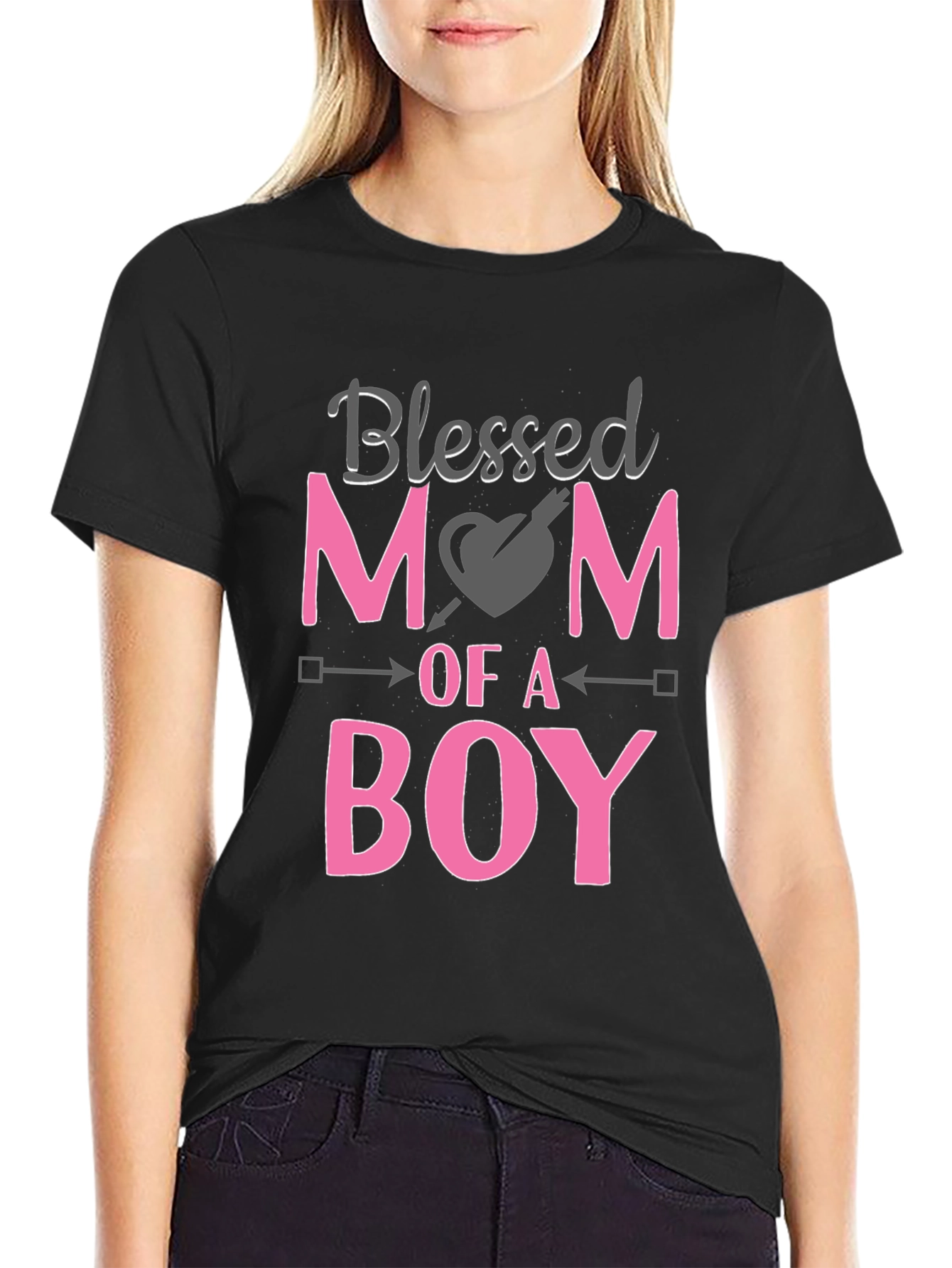 Black Blessed Mom of a Boy Black T-Shirt view 2