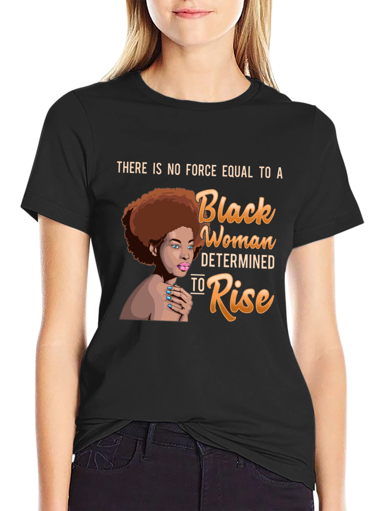Black Black Woman Determined to Rise T-Shirt view 2