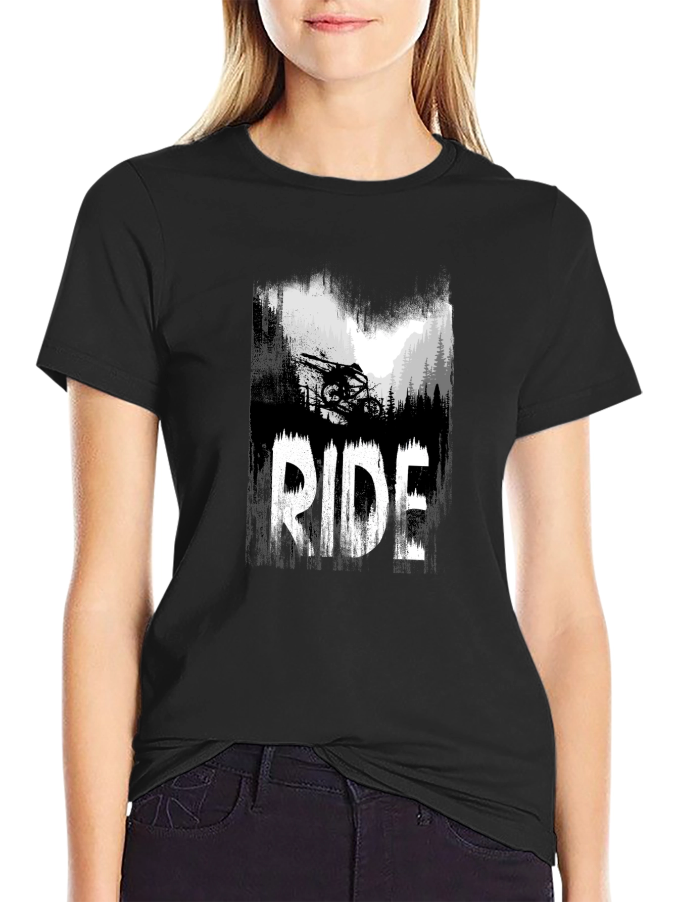 Black Ride Mountain Bike Graphic T-Shirt view 2