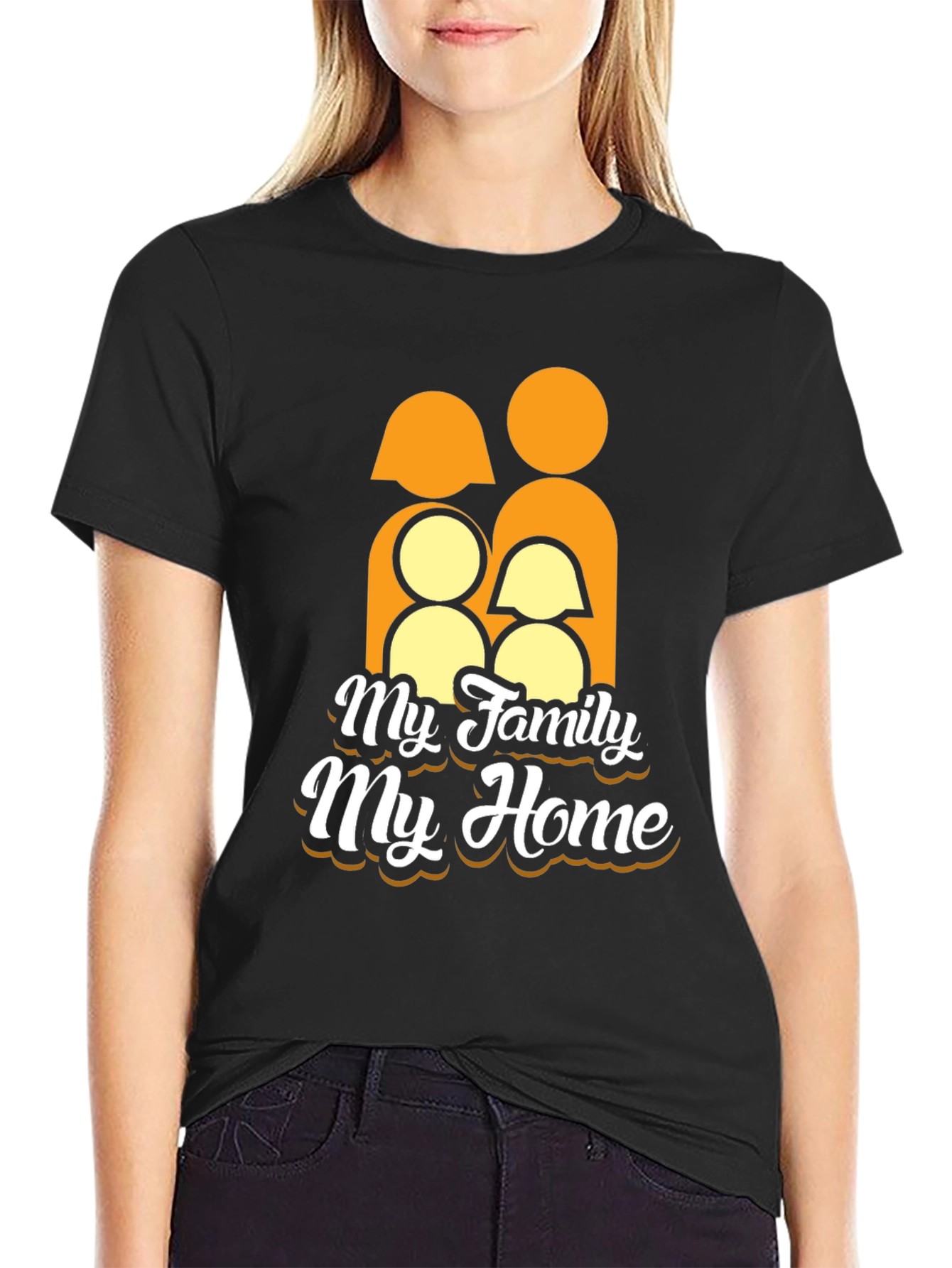 Black Family Home Graphic Tee - Black Unisex T-Shirt view 2