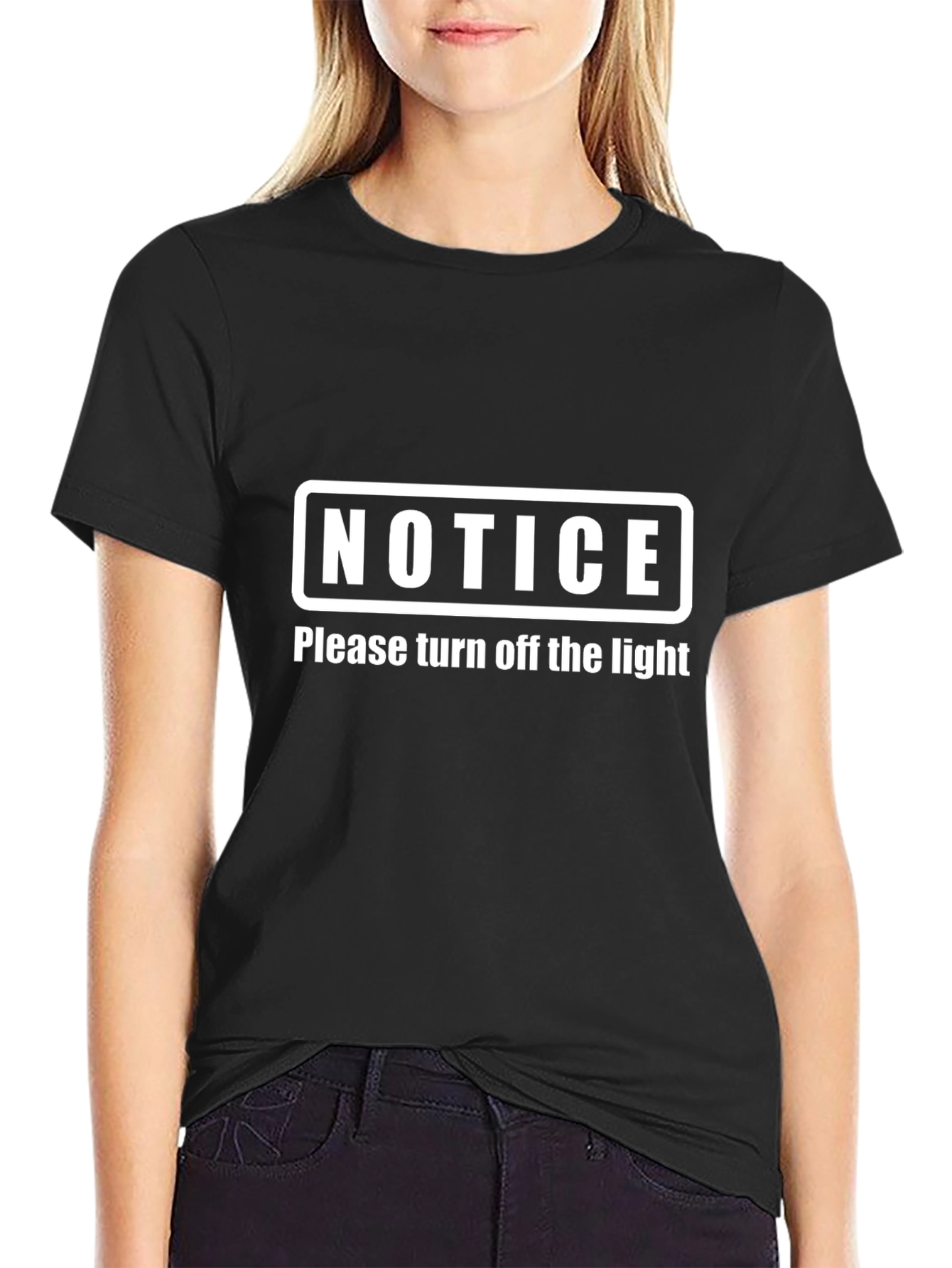 Black Notice Please Turn Off the Light T-Shirt view 2