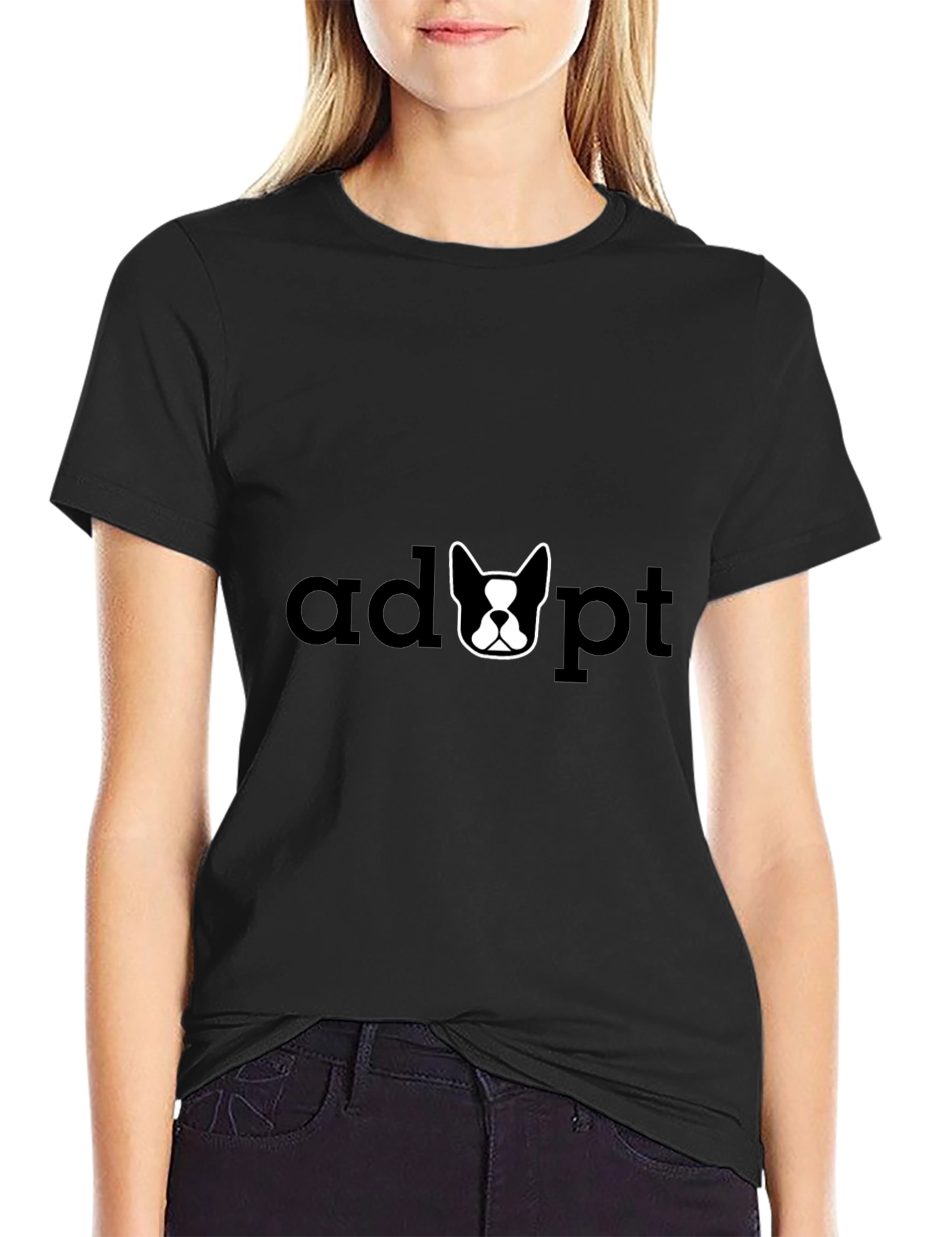 Black Adopt a Dog T-Shirt - Black Graphic Tee view 2