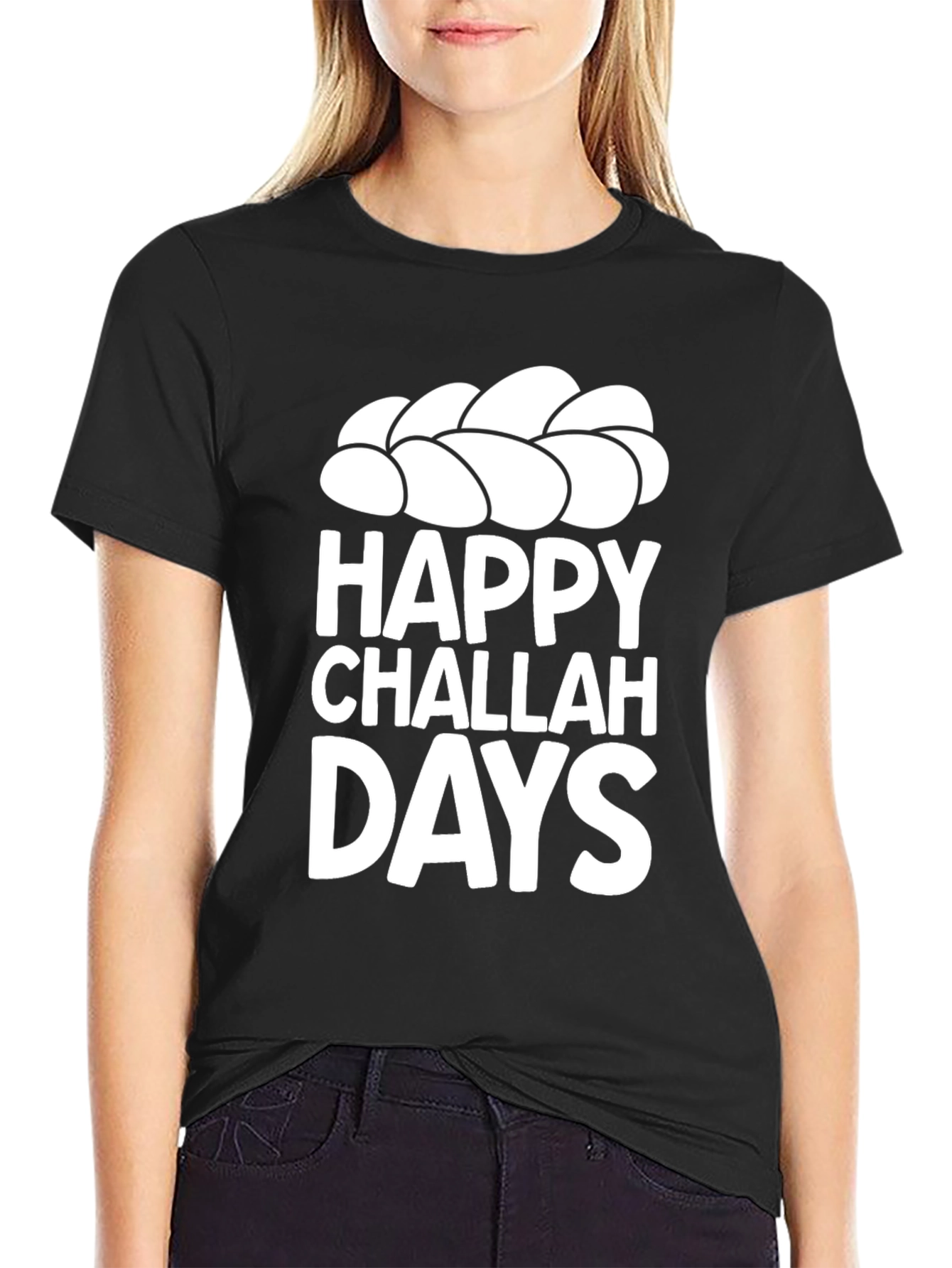 Black Happy Challah Days Graphic Tee view 2