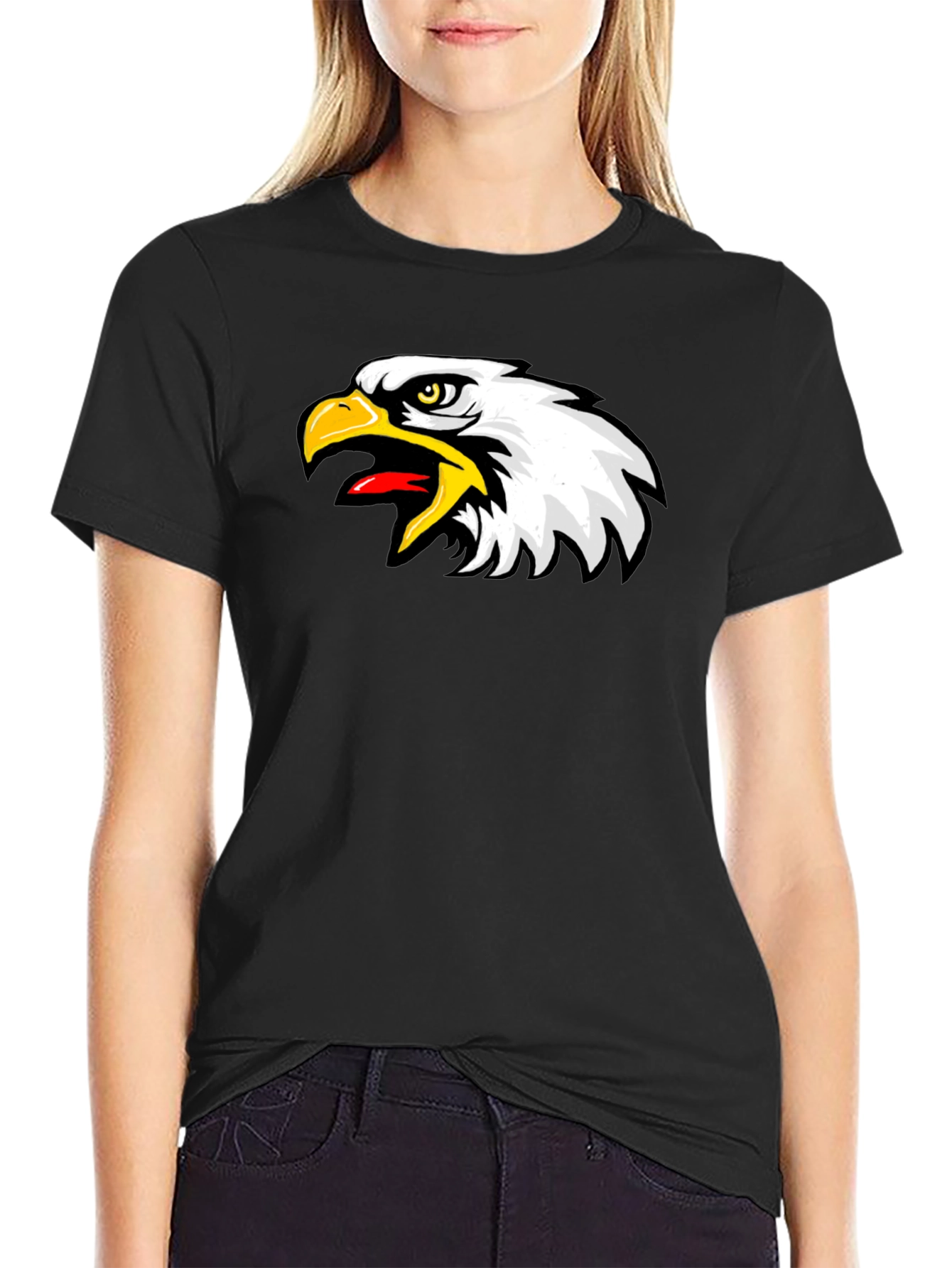 Black Eagle Graphic Black T-Shirt - Bold Bird Design view 2