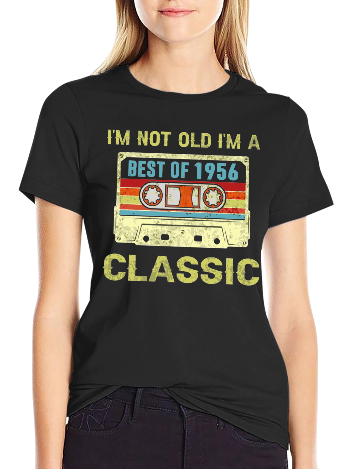 Black Best of 1956 Classic Cassette T-Shirt view 2