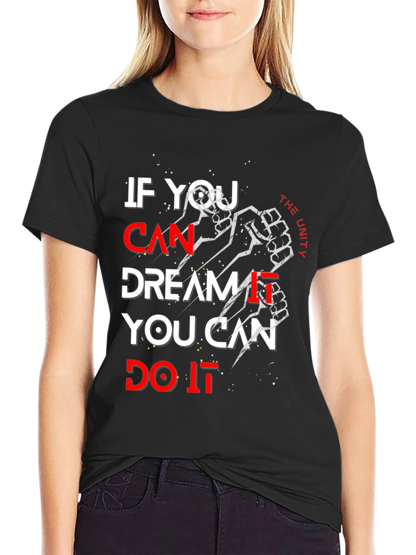 Black Inspirational Graphic Tee - If You Can Dream It, Do It! view 2