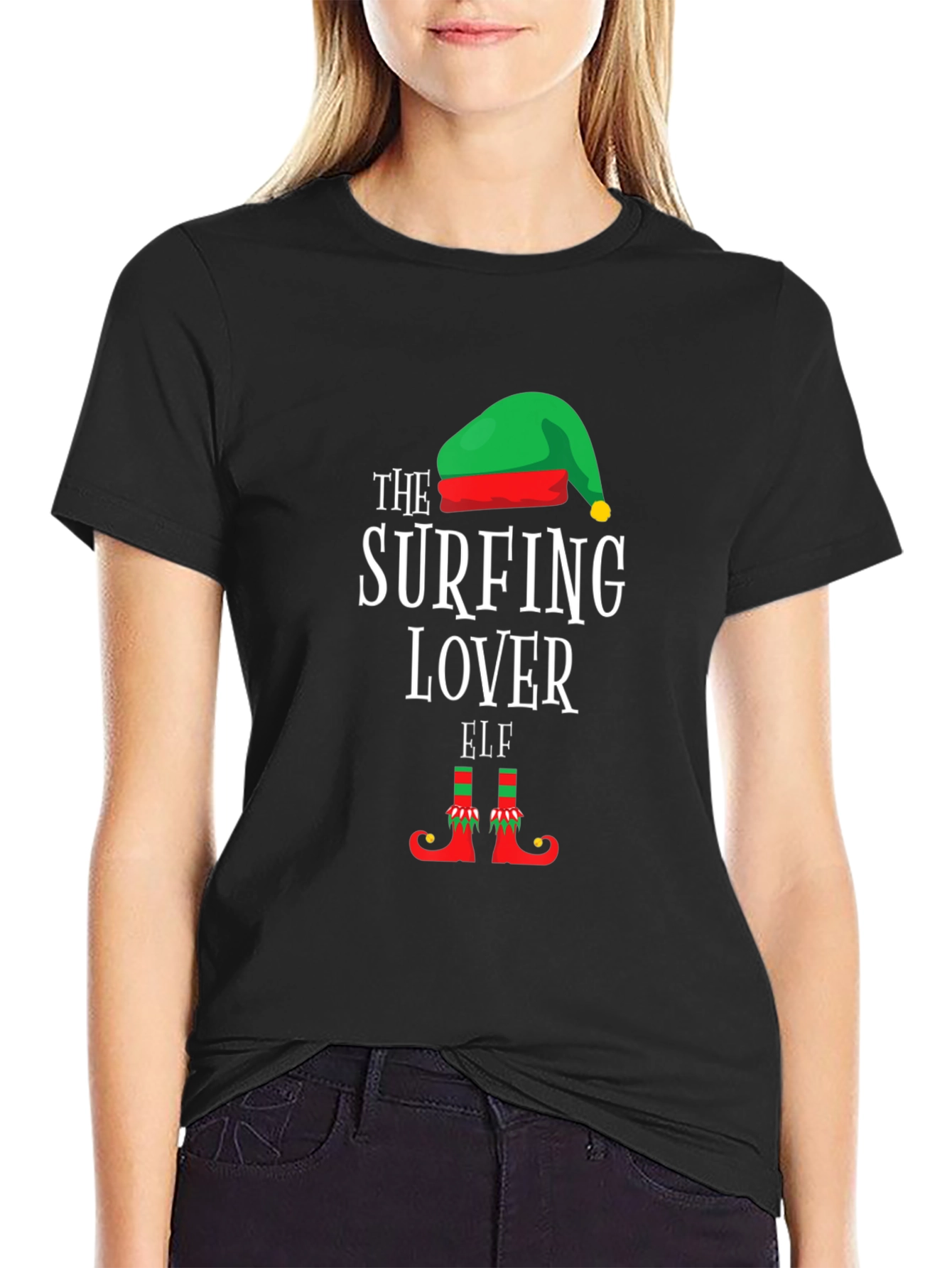 Black The Surfing Lover Elf T-Shirt view 2