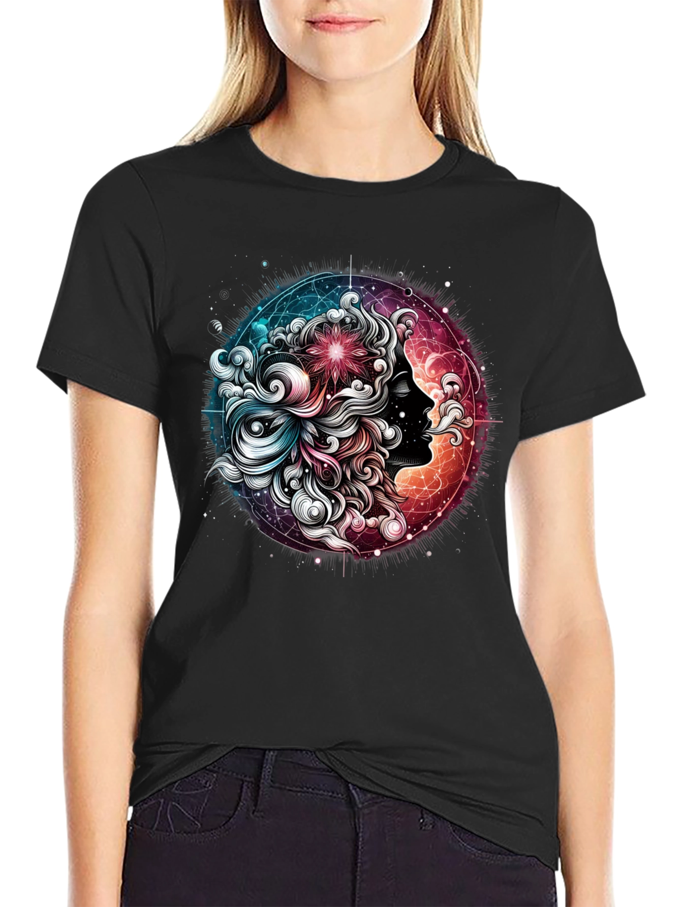 Black Celestial Woman Graphic Tee view 2