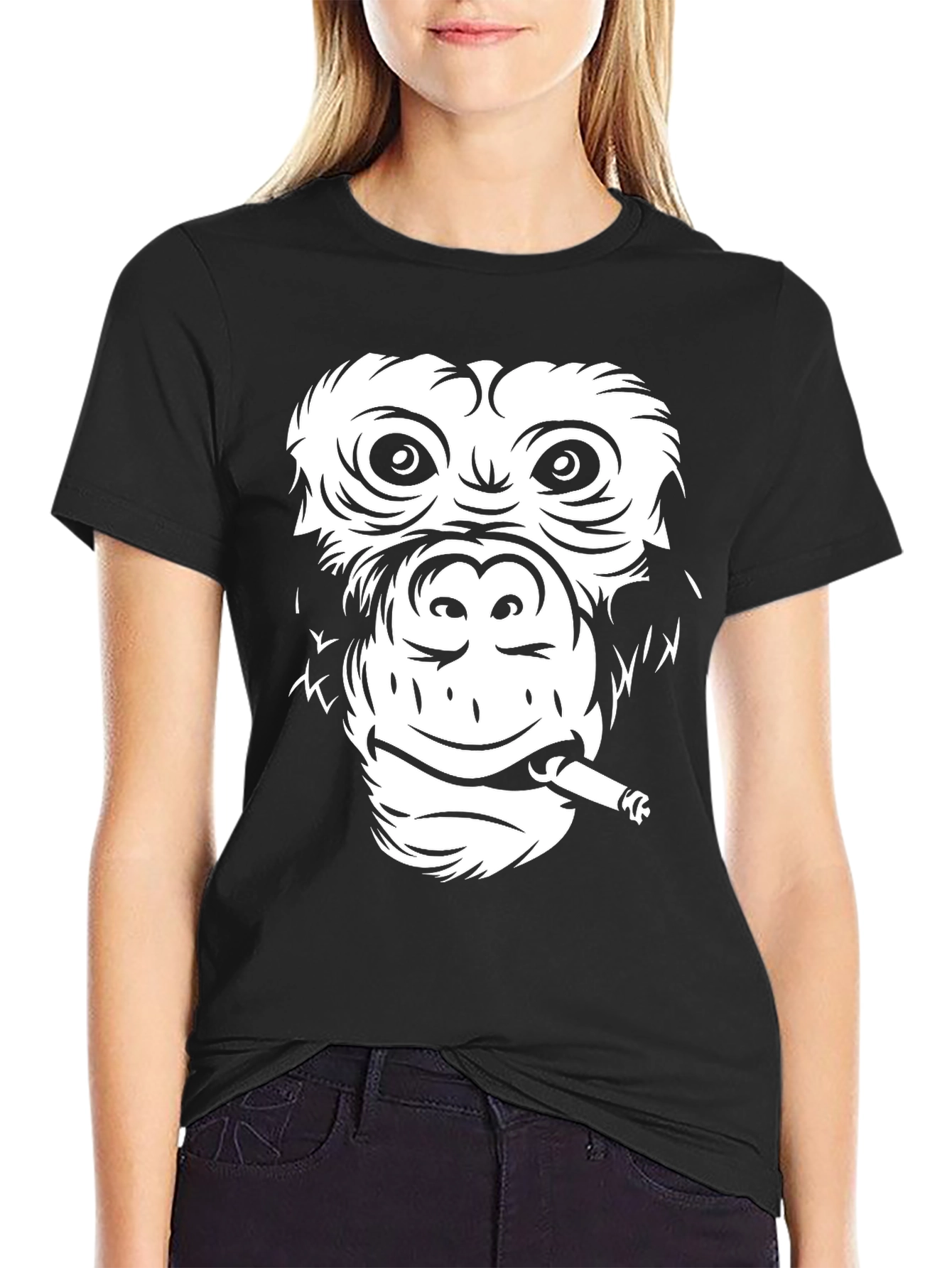 Black Cool Monkey Graphic Tee - Black Unisex T-Shirt view 2