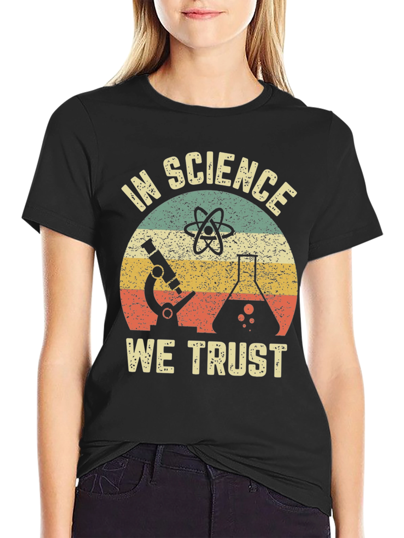 Black In Science We Trust Black T-Shirt view 2