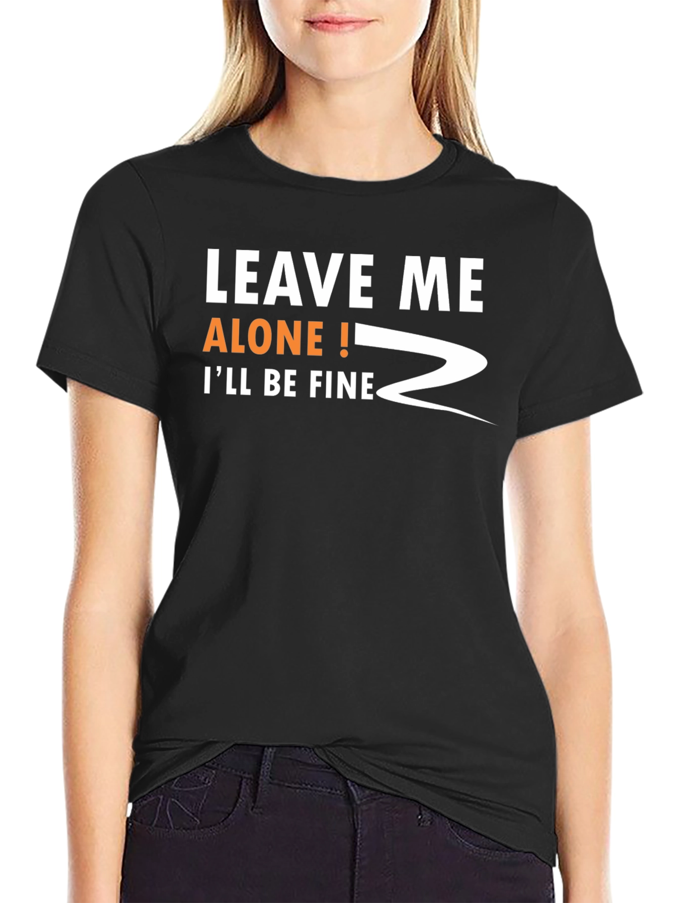 Black Leave Me Alone! Funny Graphic T-Shirt view 2