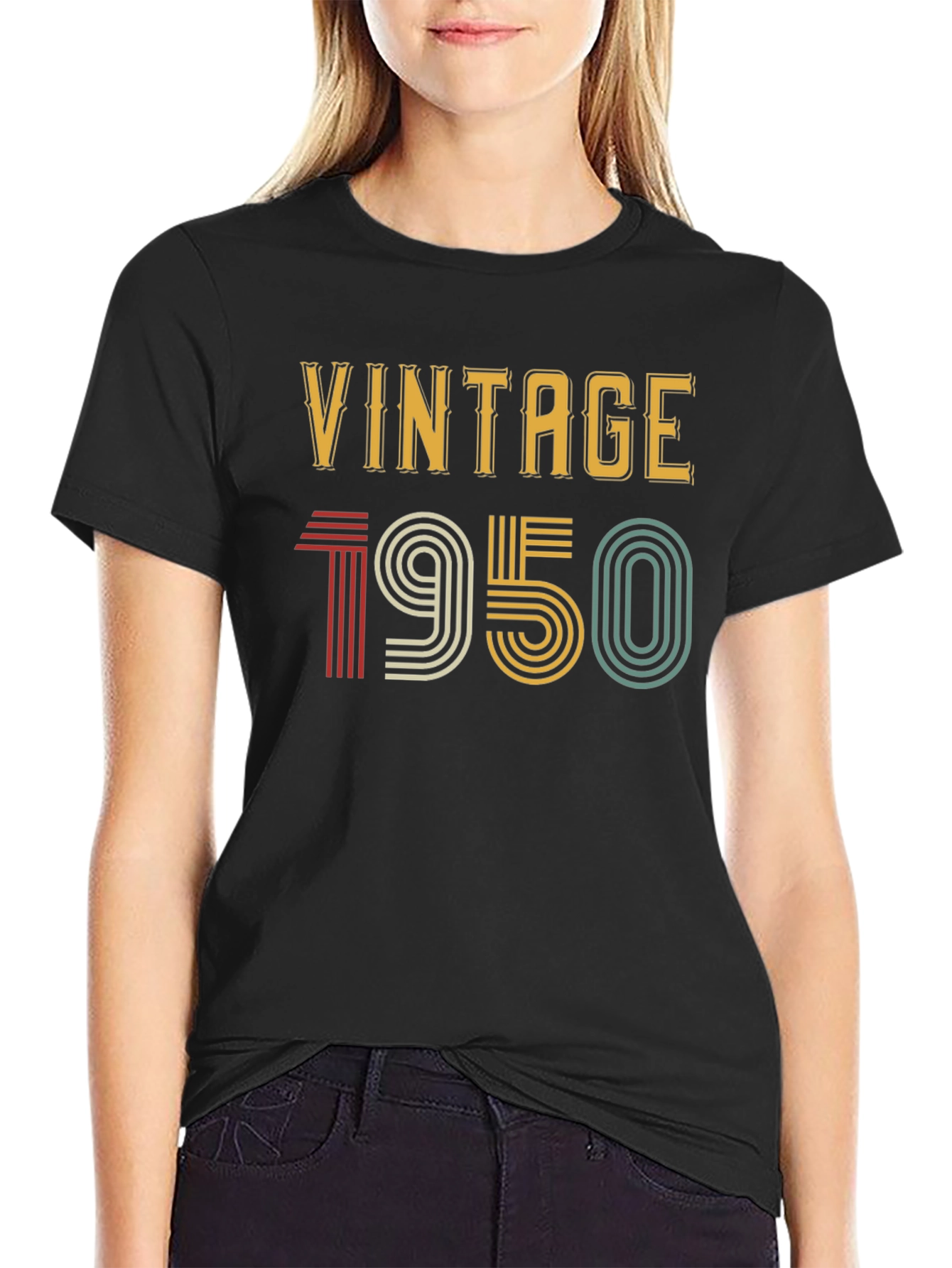 Black Vintage 1950 T-Shirt - Retro Style view 2