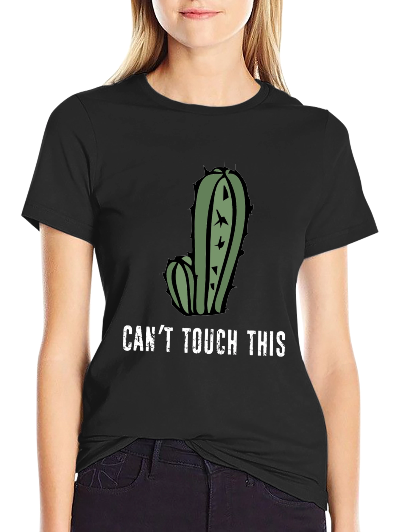 Black Can't Touch This Cactus Graphic T-Shirt view 2