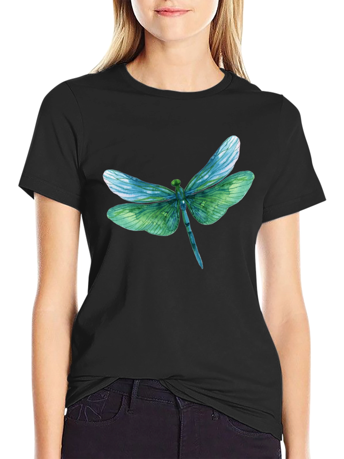 Black Dragonfly Graphic Tee - Black Cotton Blend view 2