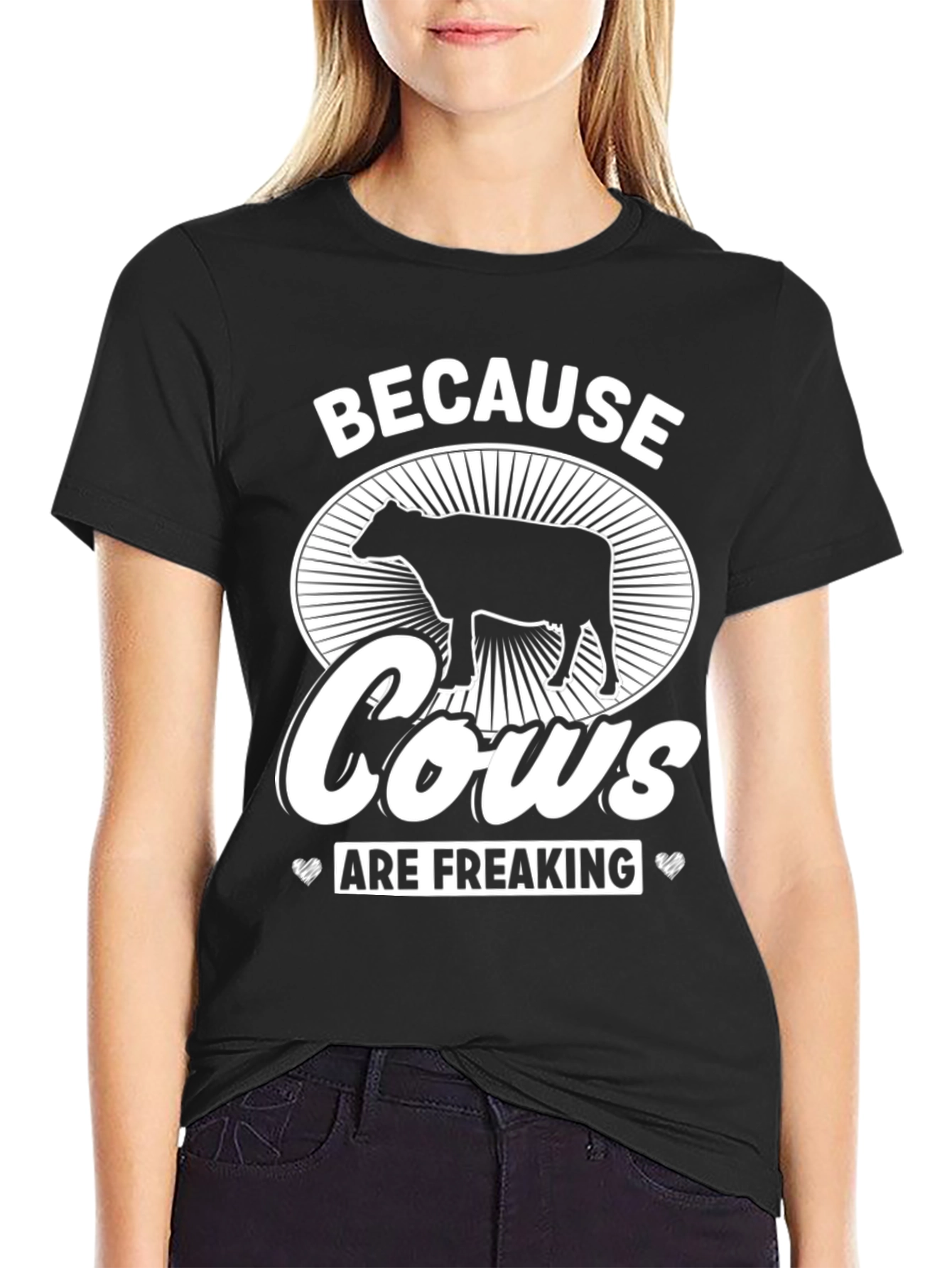 Black Because Cows Are Freaking Awesome T-Shirt view 2