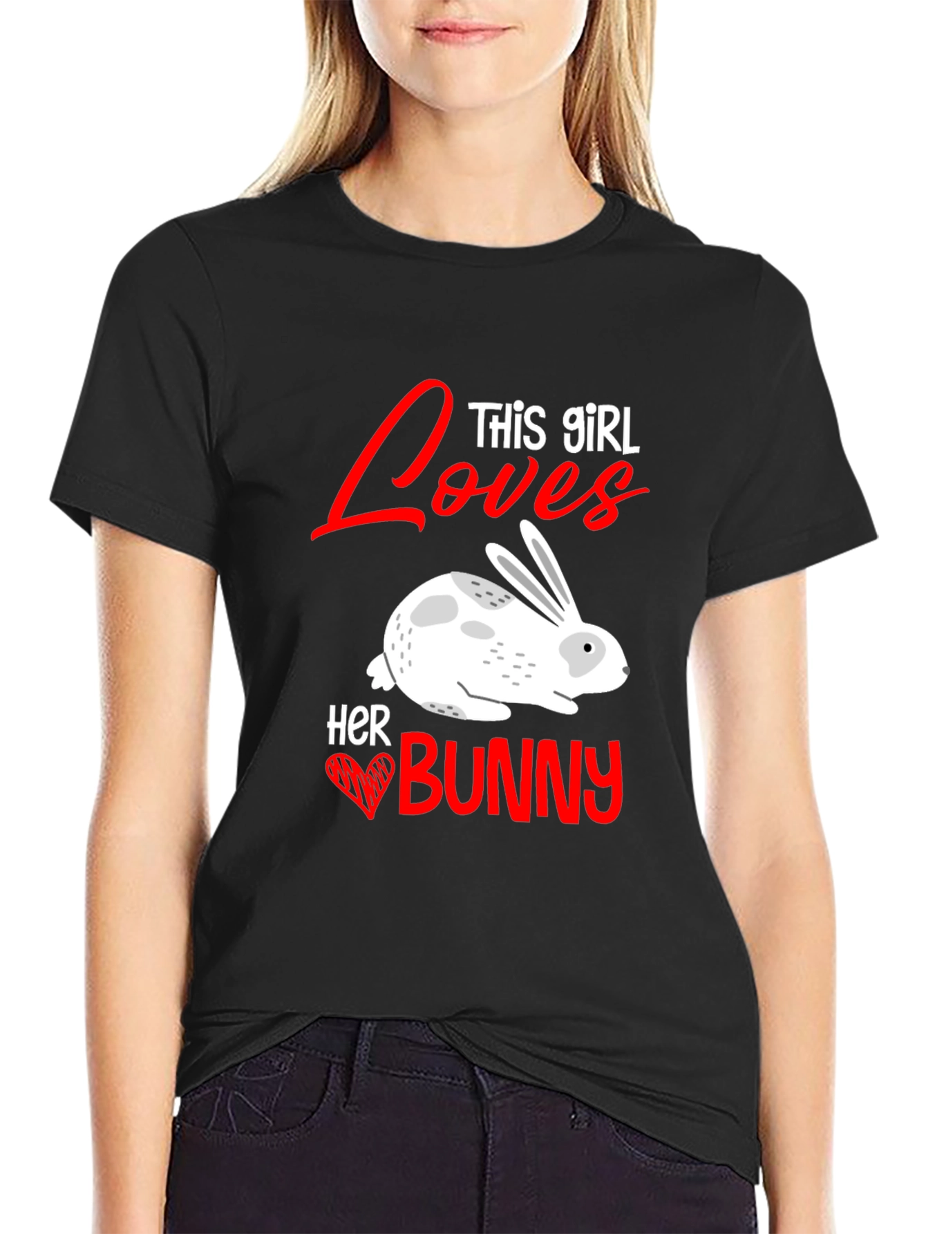 Black Girl Loves Bunny T-Shirt - Cute Rabbit Tee view 2