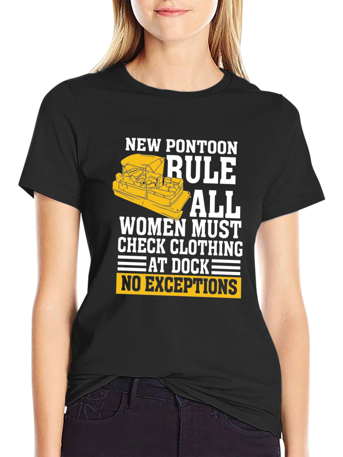 Black New Pontoon Rule T-Shirt - Women's Clothing Check! view 2