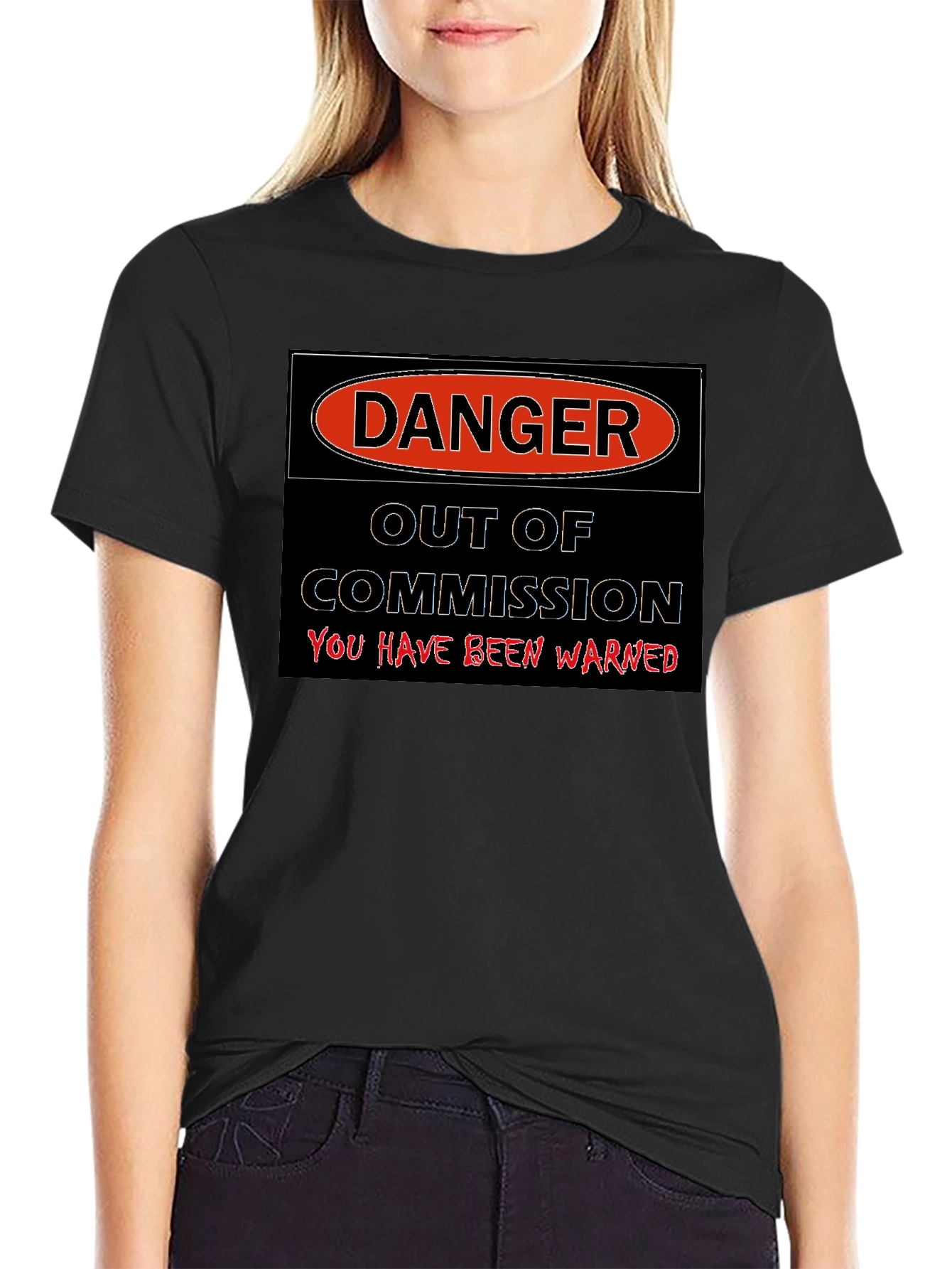 Black Danger Out of Commission Warning T-Shirt view 2