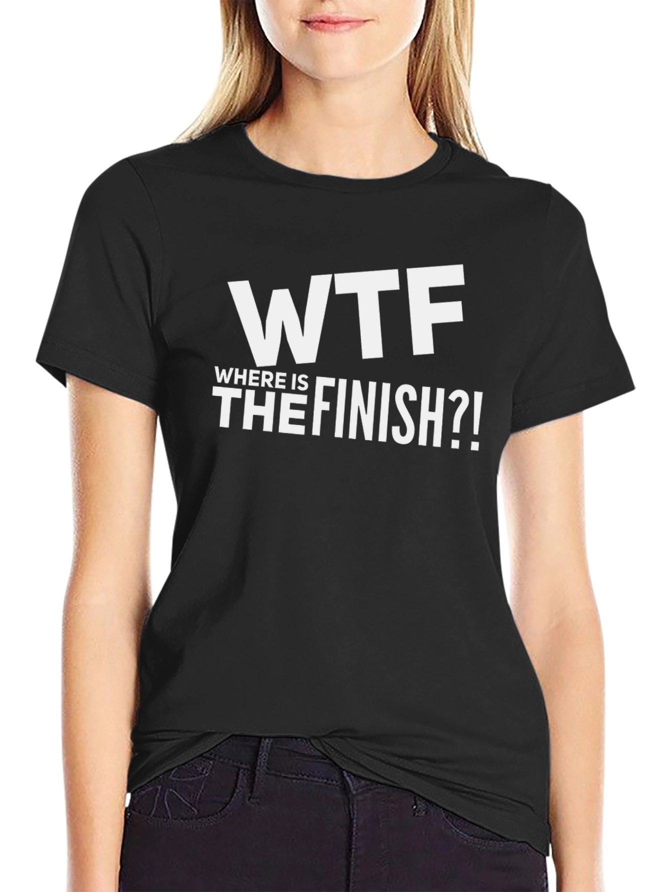 Black WTF Where is the Finish?! Graphic T-Shirt view 2