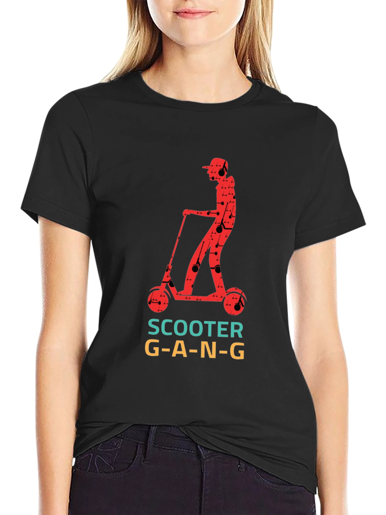 Black Scooter Gang T-Shirt - Cool Graphic Tee view 2