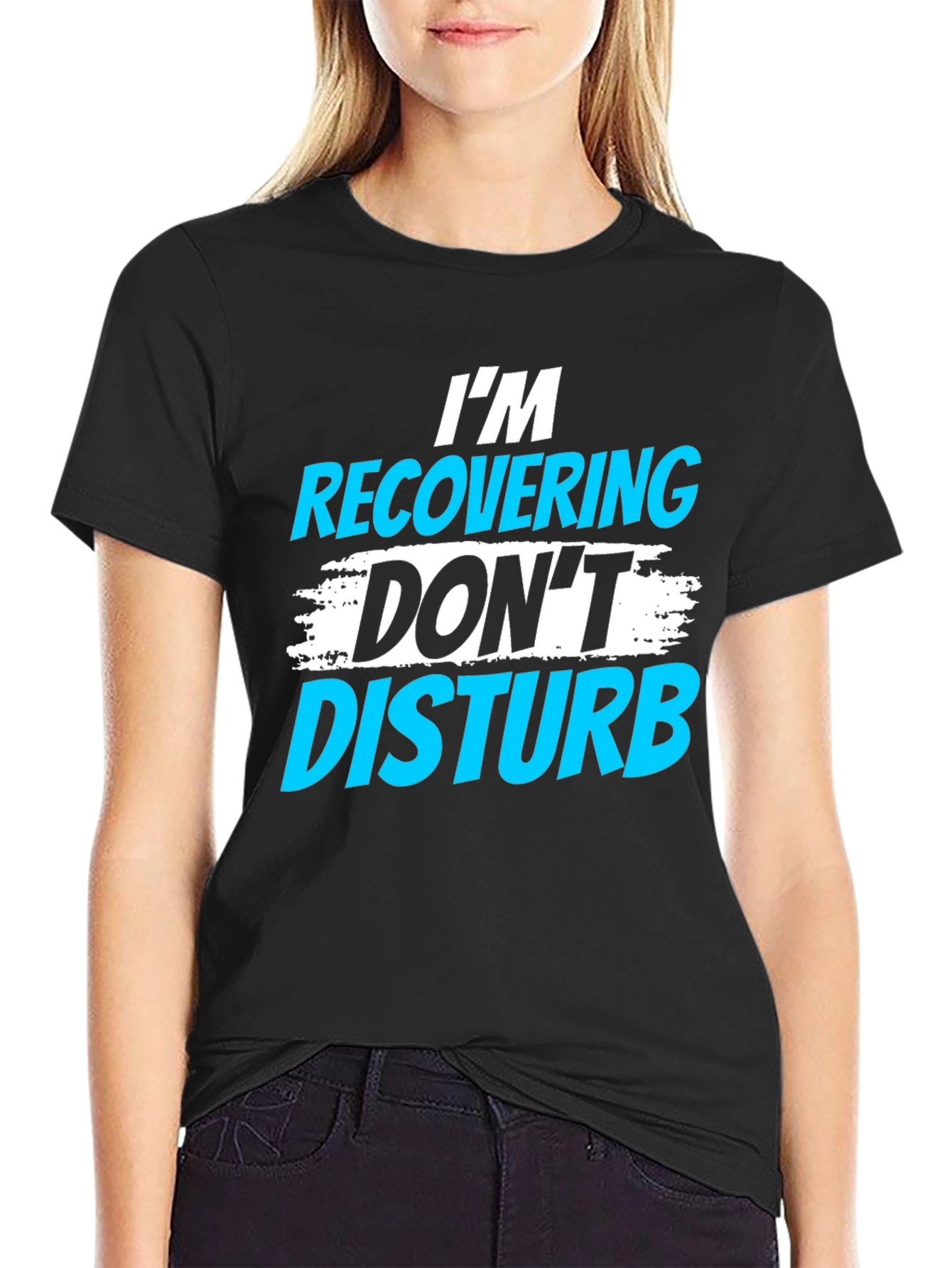 Black I'm Recovering, Don't Disturb Graphic T-Shirt view 2