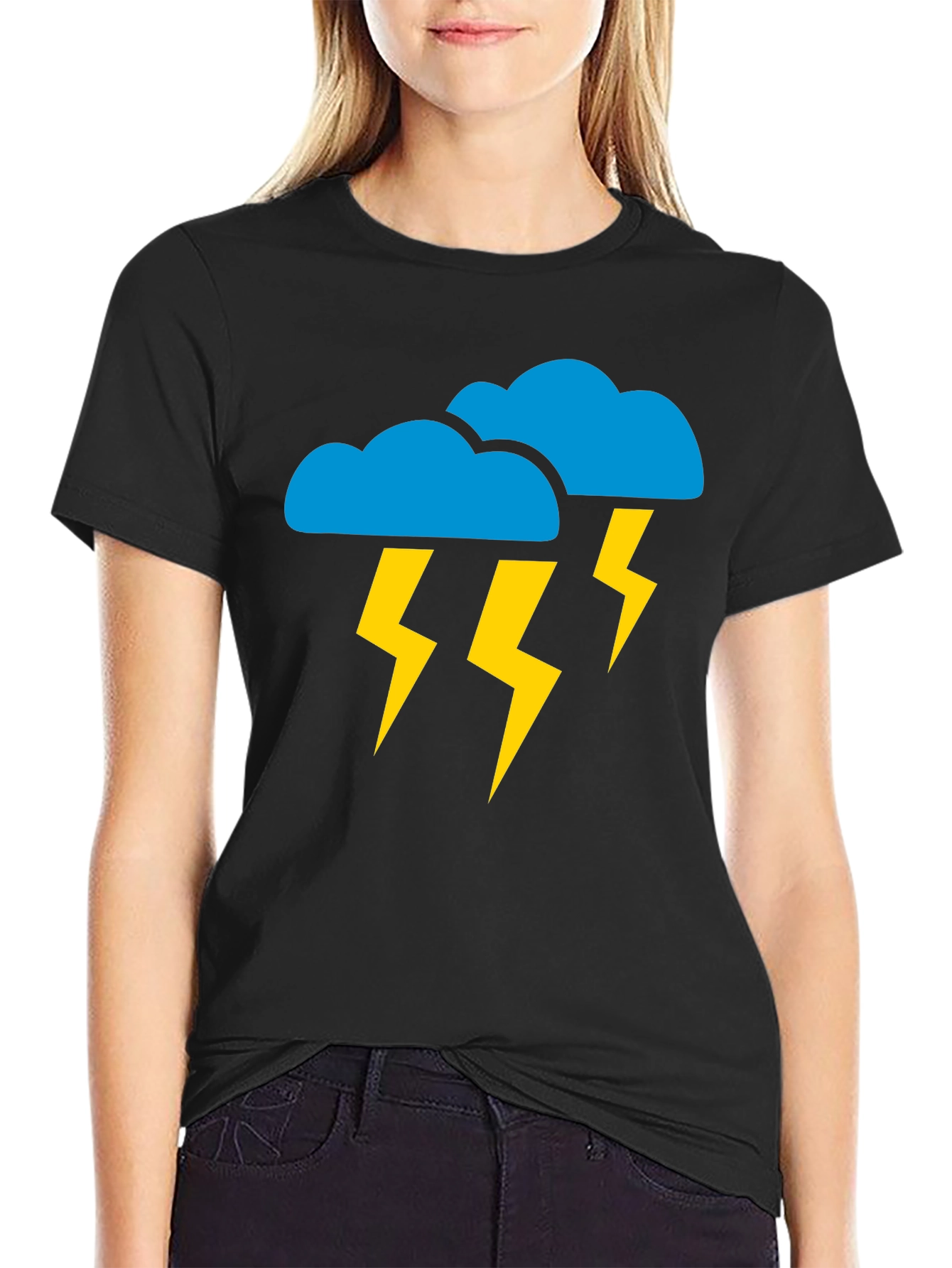 Black Stormy Weather Graphic Tee - Black Cotton T-Shirt view 2