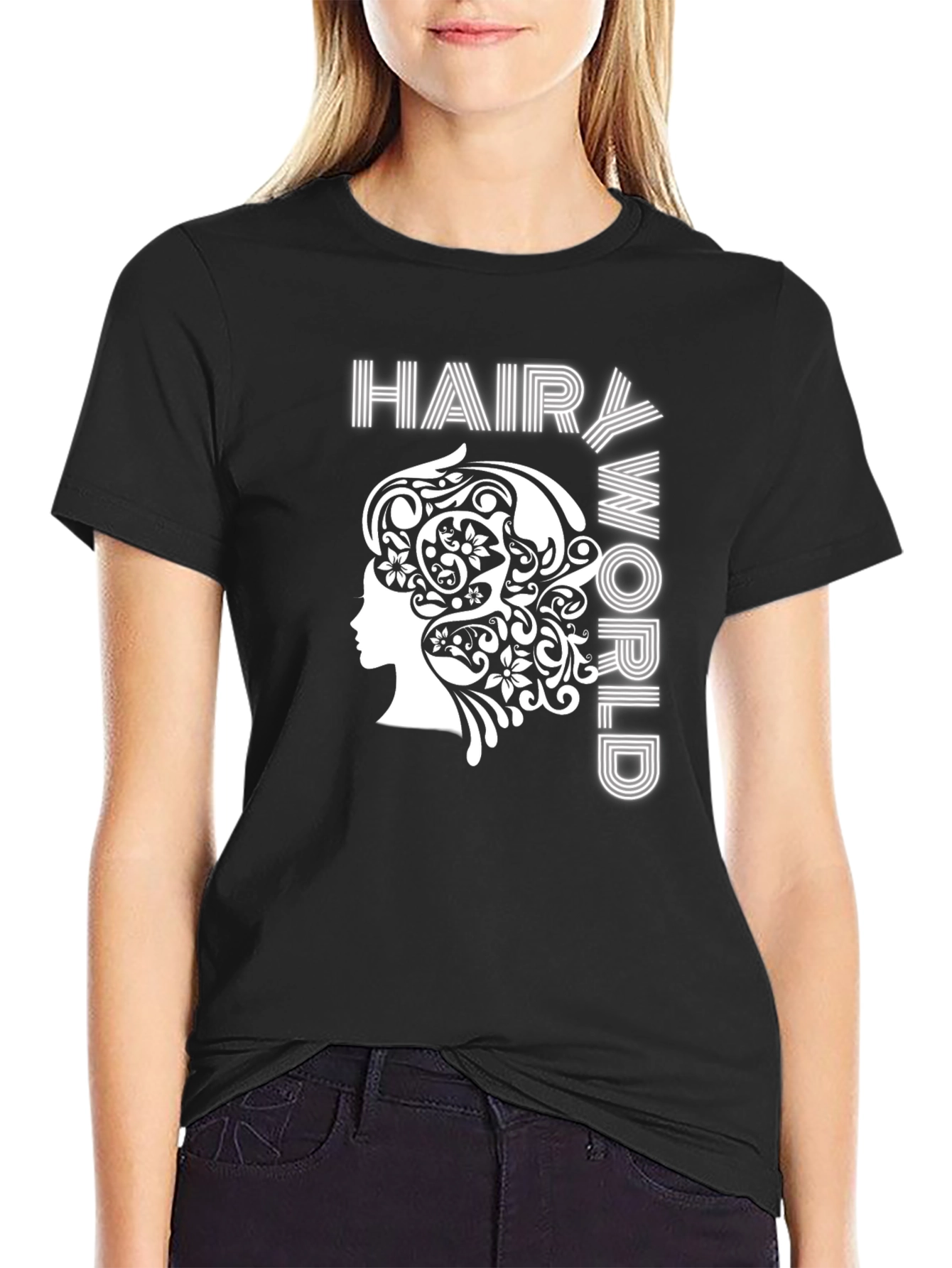 Black Hairy World Graphic Tee - Stylish Unisex T-Shirt view 2