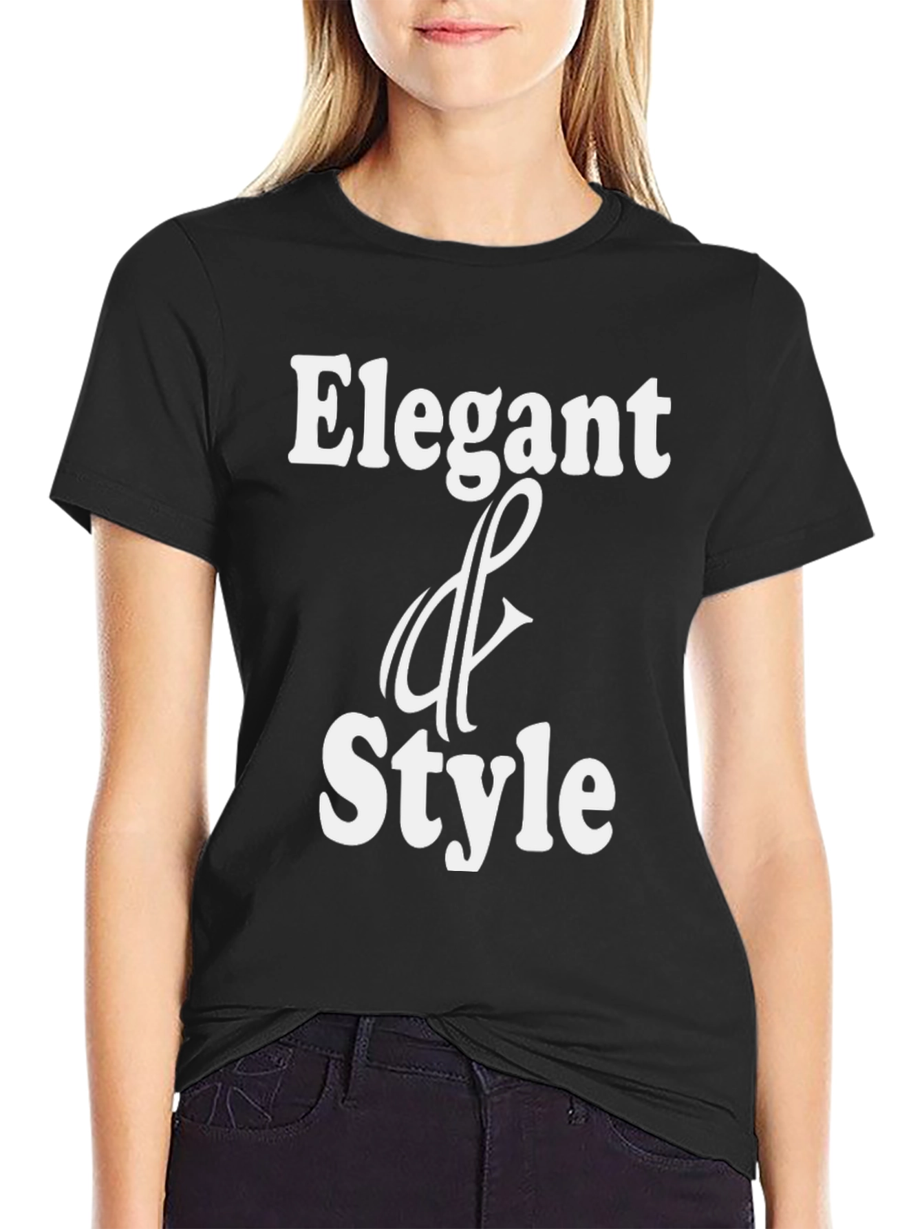 Black Elegant Style Black T-Shirt view 2