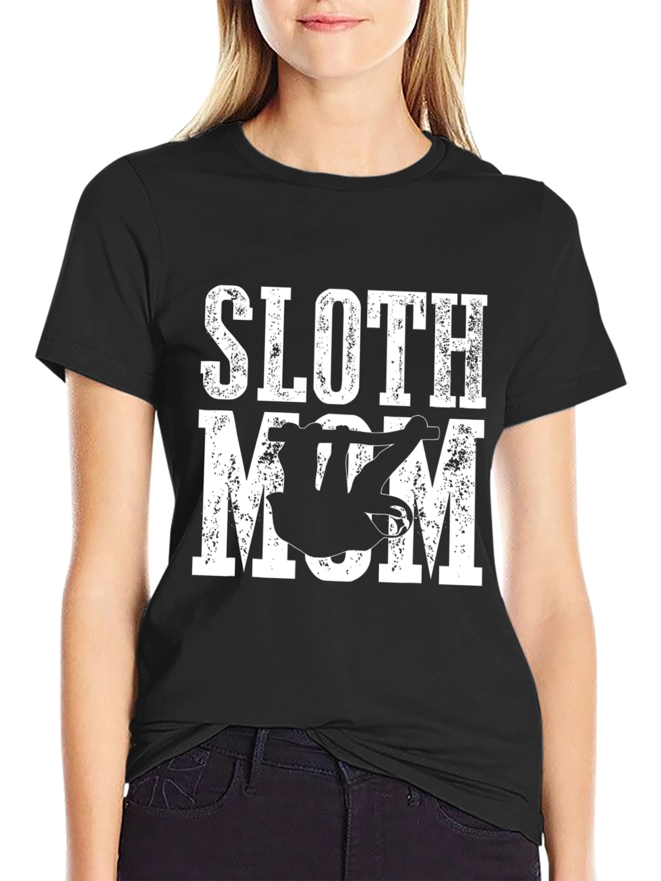 Black Sloth Mom T-Shirt - Cute Graphic Tee view 2
