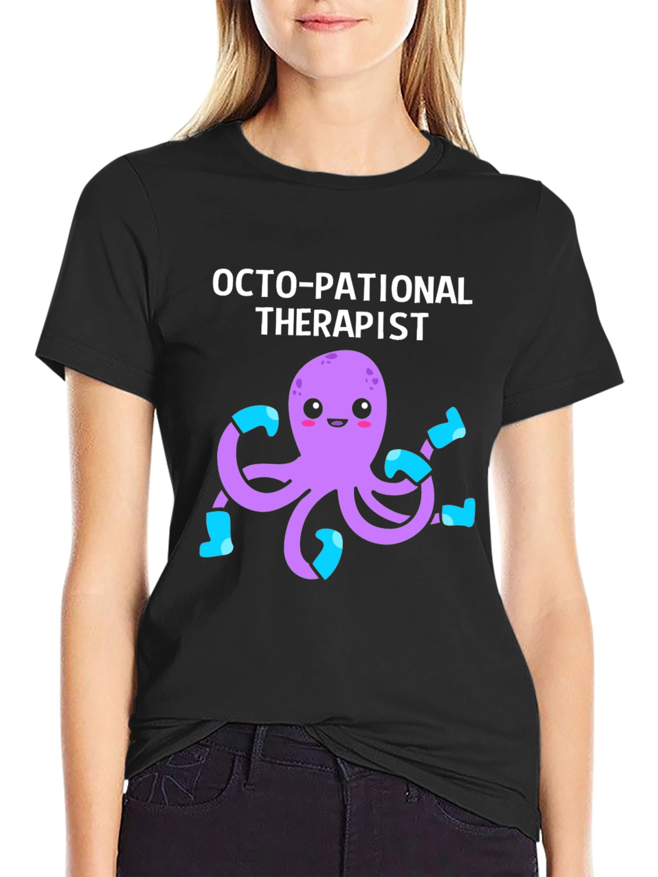 Black Octo-pational Therapist Graphic T-Shirt view 2