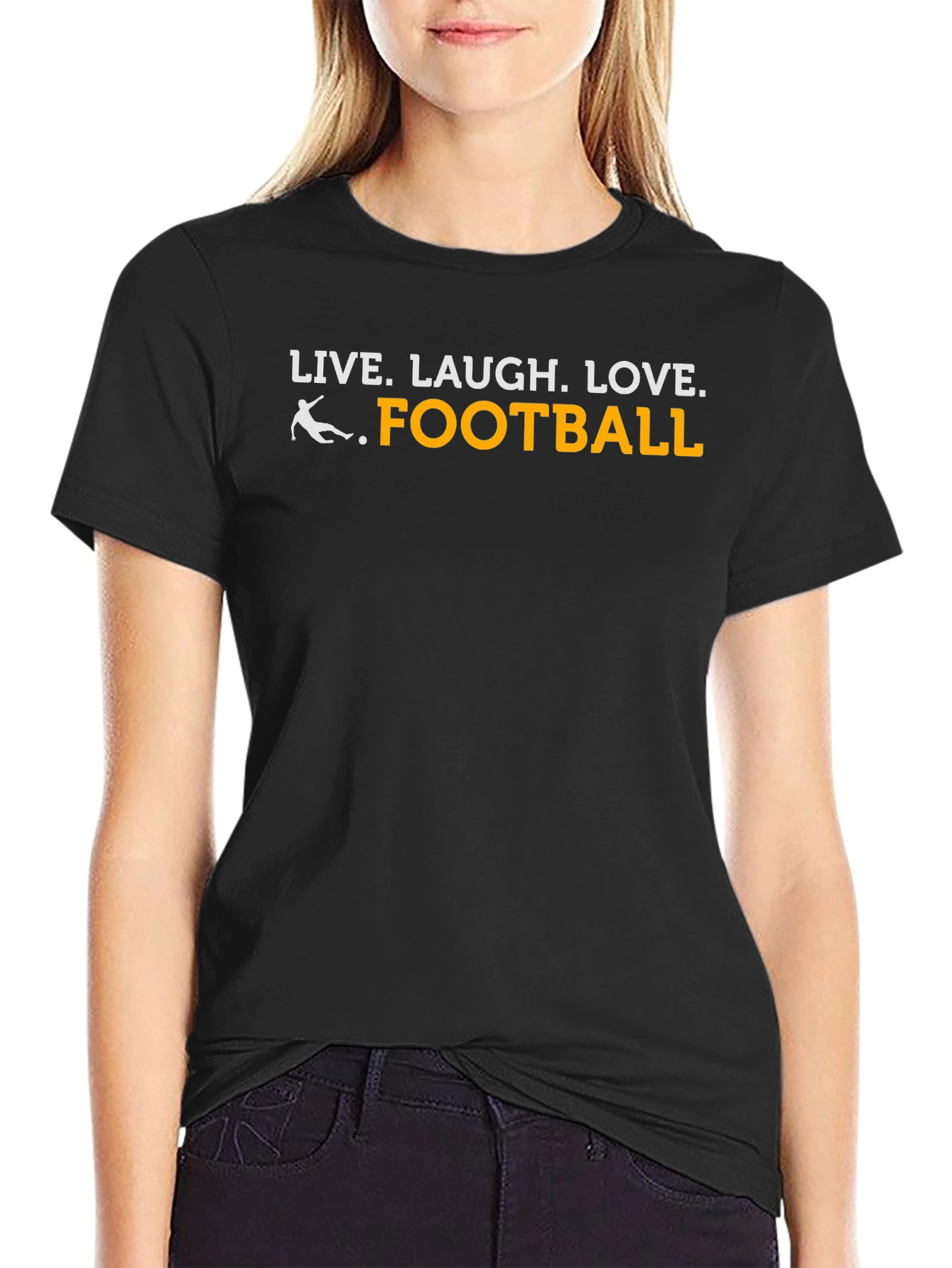 Black Live Laugh Love Football T-Shirt view 2